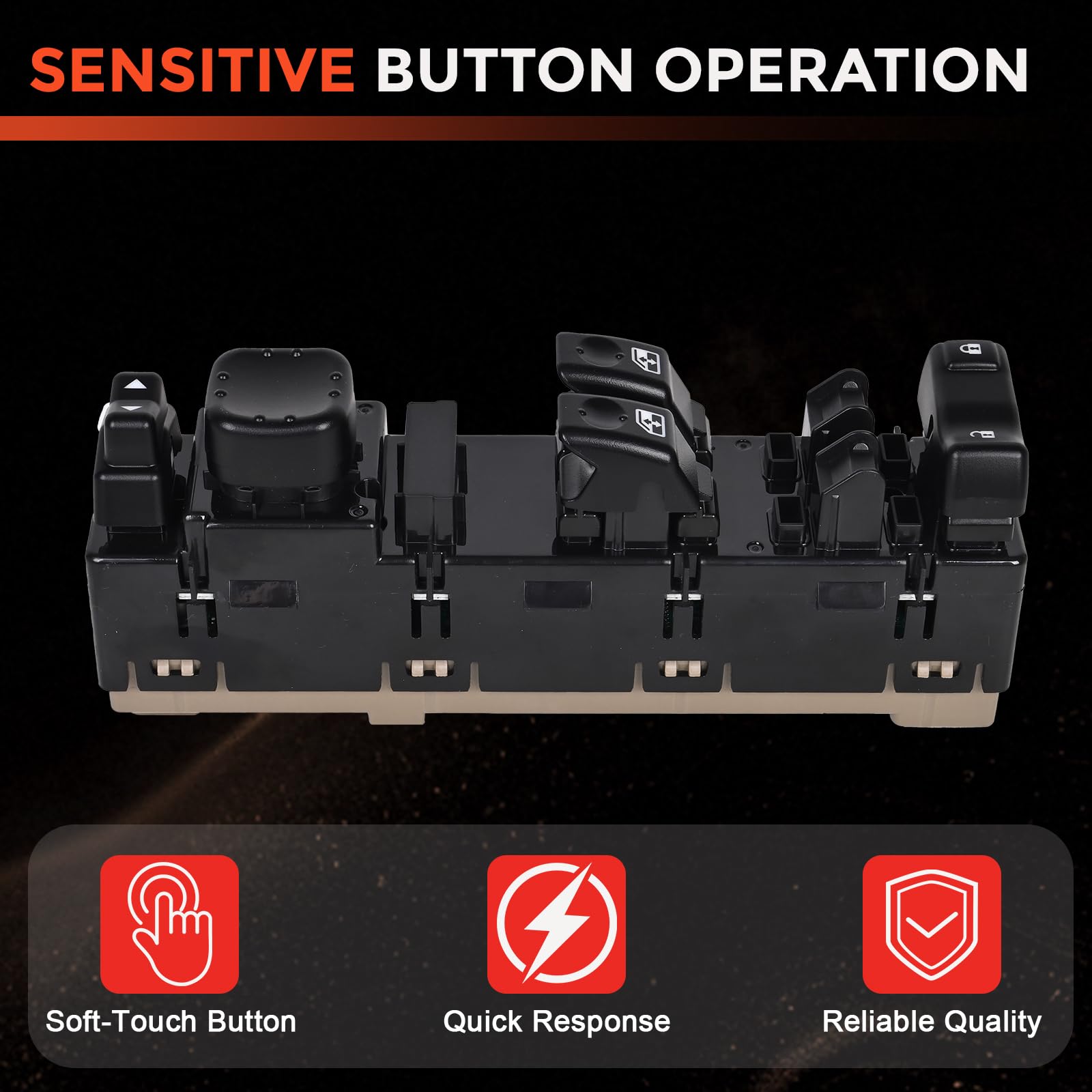 15883322 Driver Side Door Lock Switch & Master Power Window Switch with Black Bezel Compatible with 2003-2007 Chevy Silverado 1500 2500 3500 GMC Sierra 1500 2500 3500 Replaces DWS-248 - Image 7