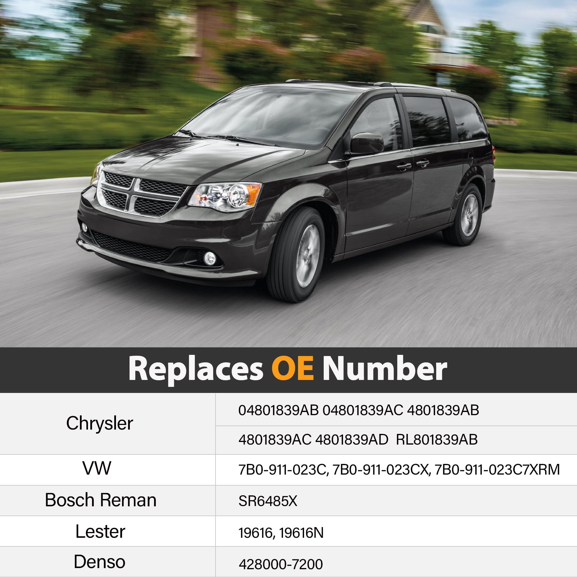 19616 New Starter Replacement Compatible with 3.6L V6 Chrysler 200 Town & Country Dodge Avenger Journey Ram C/V Promaster 1500 2500 3500 1.3KW 12V 10T CW Replaces 4801839AB 04801839AC - Image 4