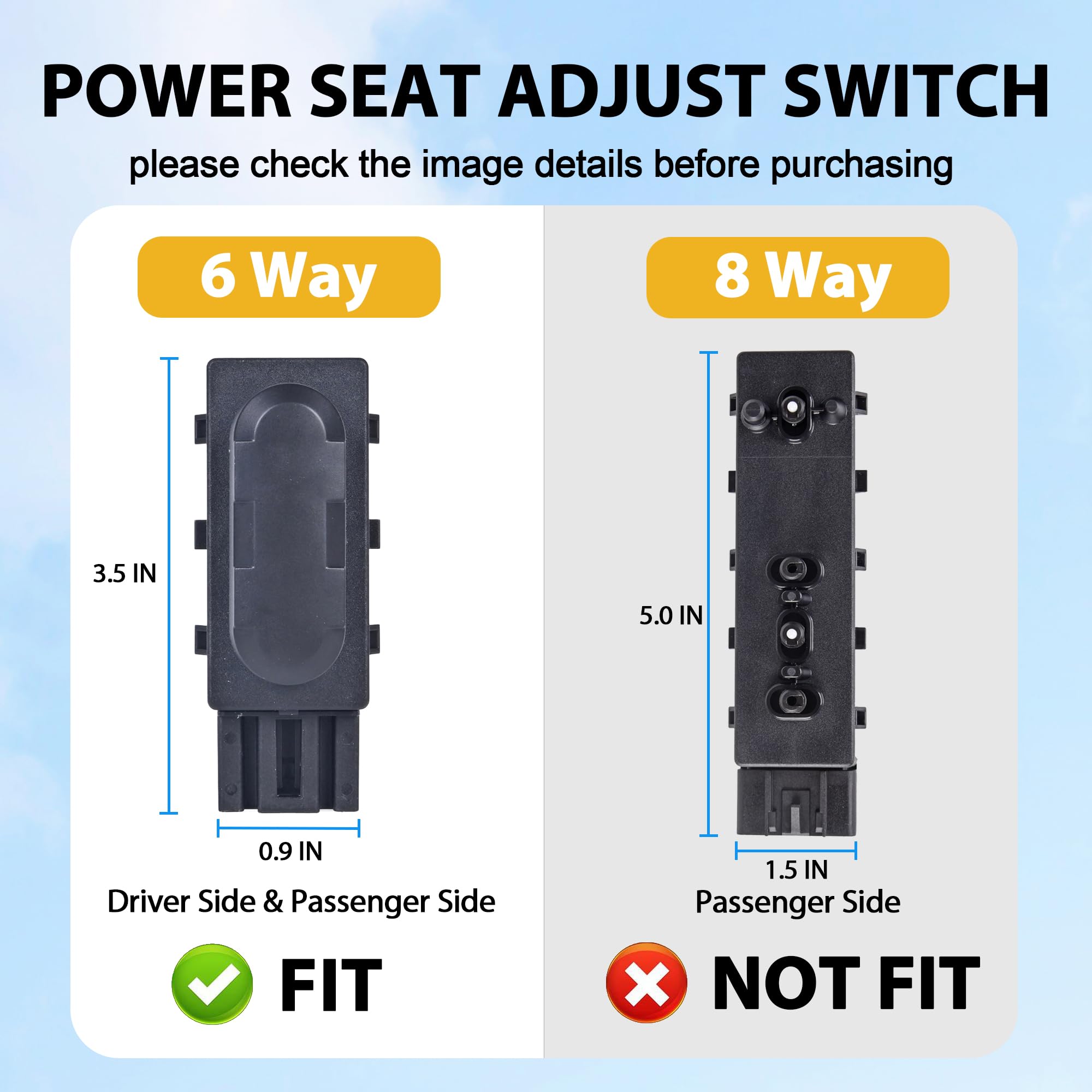 6 Way Power Seat Adjust Switch Compatible with Ford F150 F250 F350 F450 2005-2015 Edge Escape Expedition Explorer Flex MKX Replace# 5F9T-14B709-AA, 9L3Z14A701A, SW605, PSW550 - Image 5