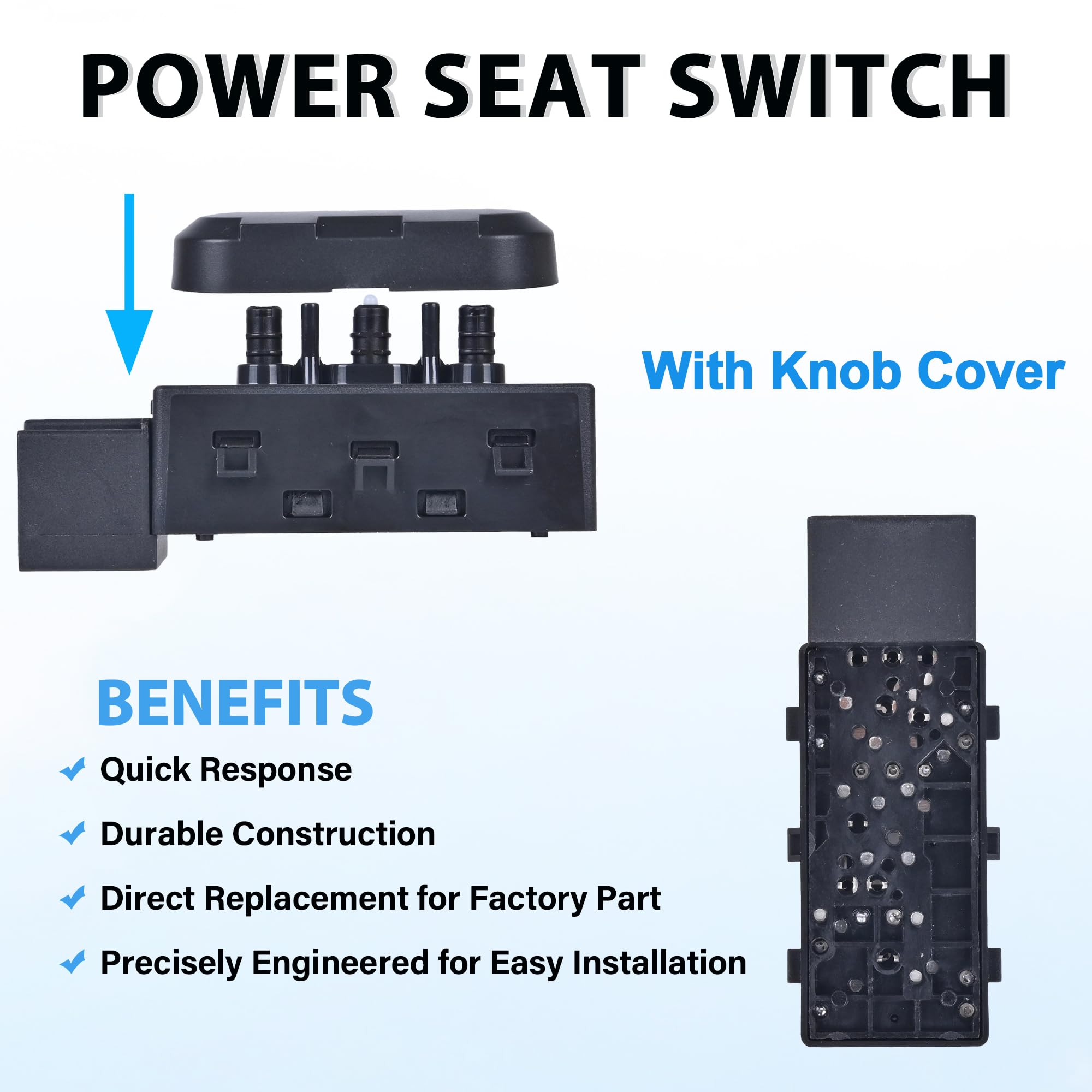 6 Way Power Seat Adjust Switch Compatible with Ford F150 F250 F350 F450 2005-2015 Edge Escape Expedition Explorer Flex MKX Replace# 5F9T-14B709-AA, 9L3Z14A701A, SW605, PSW550 - Image 6