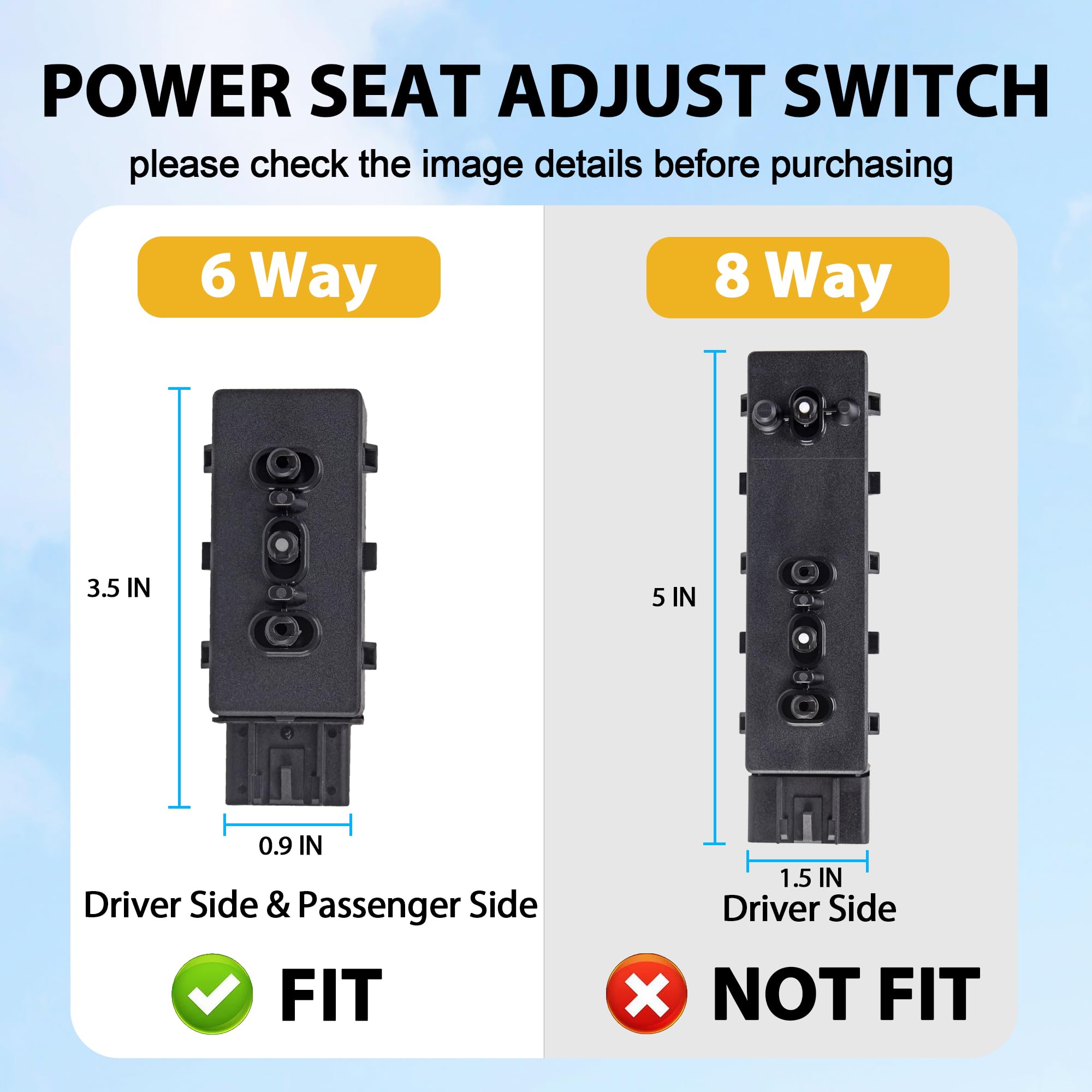 6-Way Power Seat Switch Driver Side Passenger Side Compatible with Ford Lincoln Mercury Replacement for 9L3Z-14A701-A 5F9Z-14A701-AA PSW5 - Image 5