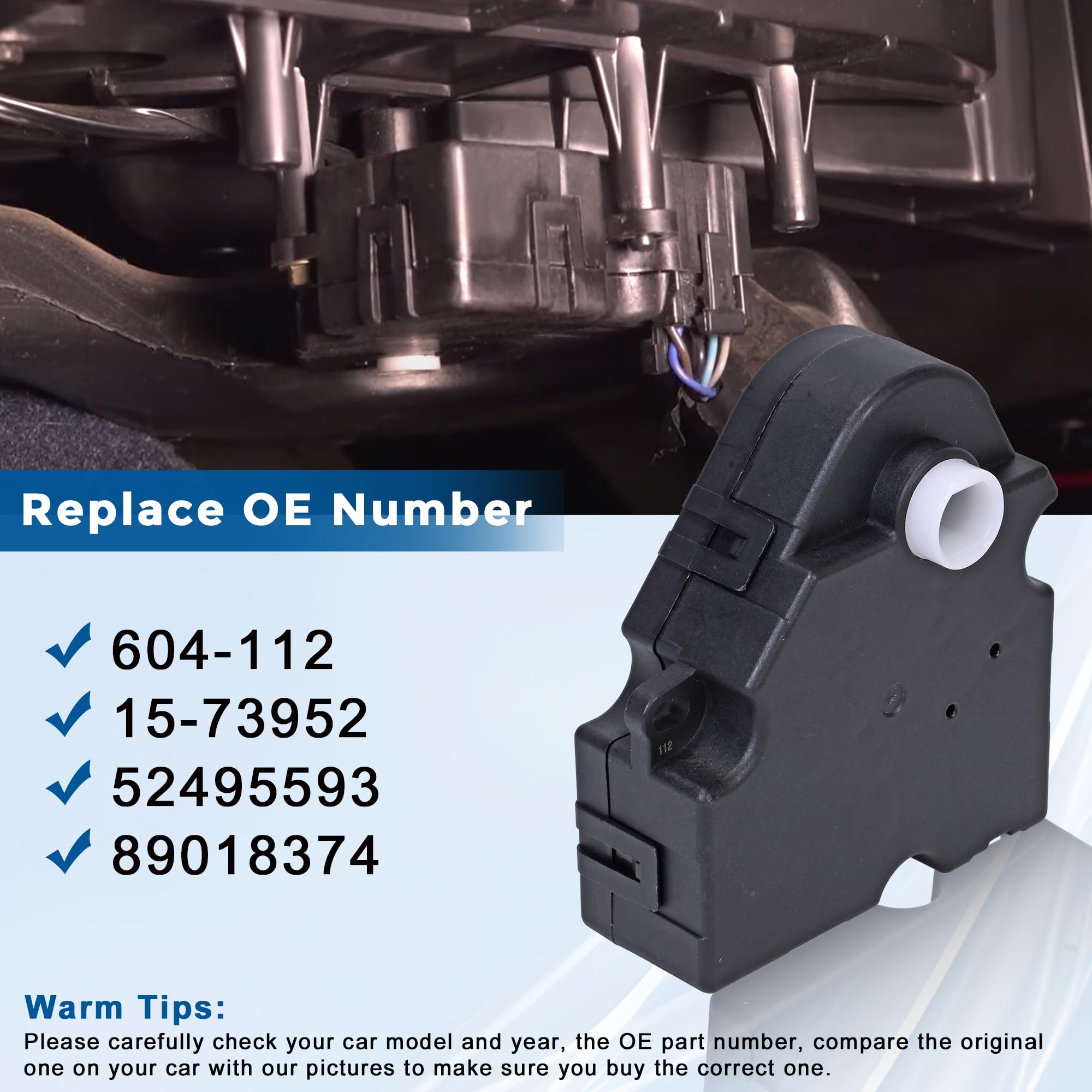 604-112 HVAC Blend Door Actuator For 2003-2014 Chevy Silverado GMC Sierra Yukon Cadillac Escalade H2 Replaces 15-73952 52495593 89018374 - Image 5