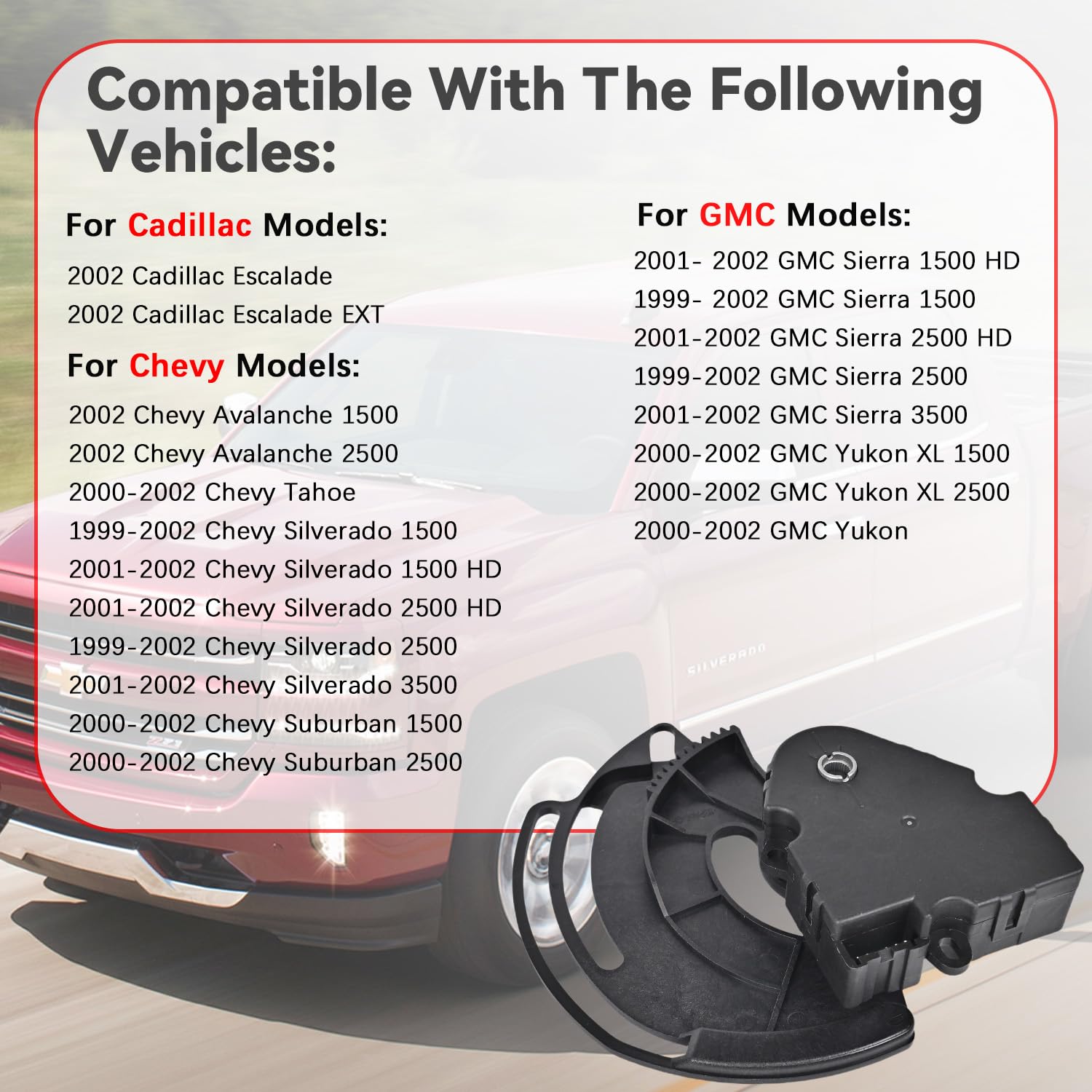 604-113 HVAC Heater Blend Door Actuator Compatible with 1999-2002 Chevy Avalanche Silverado 1500 2500 3500 Suburban Tahoe GMC Sierra Yukon XL HVAC Air Door Actuator Replaces#52473356 - Image 6