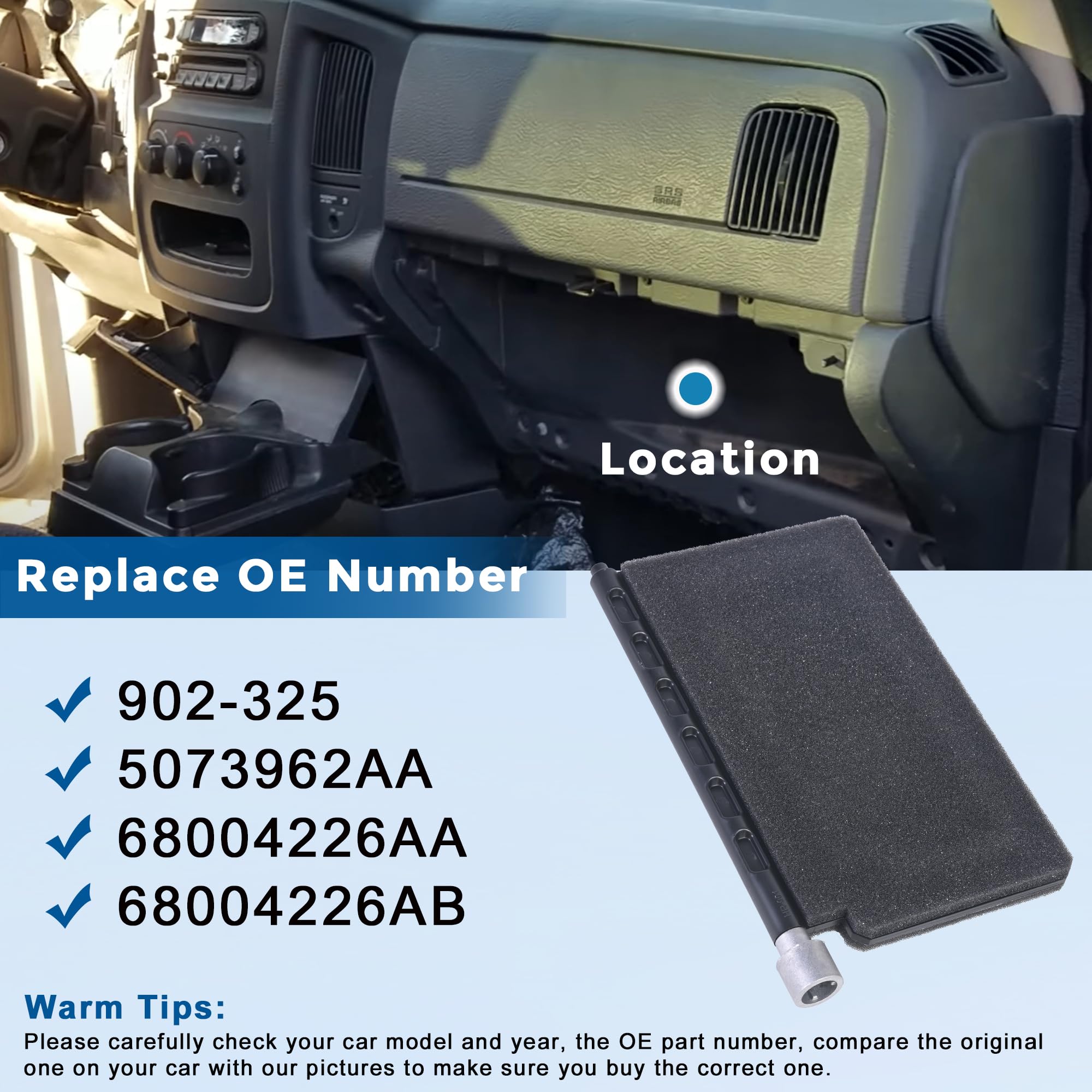 902-325 HVAC Blend Door Repair Kit Compatible with 2002-2010 Dodge Ram 1500 2500 3500 4500 5500 Replaces 68004226AA 68004226AB Recirculation - Image 5