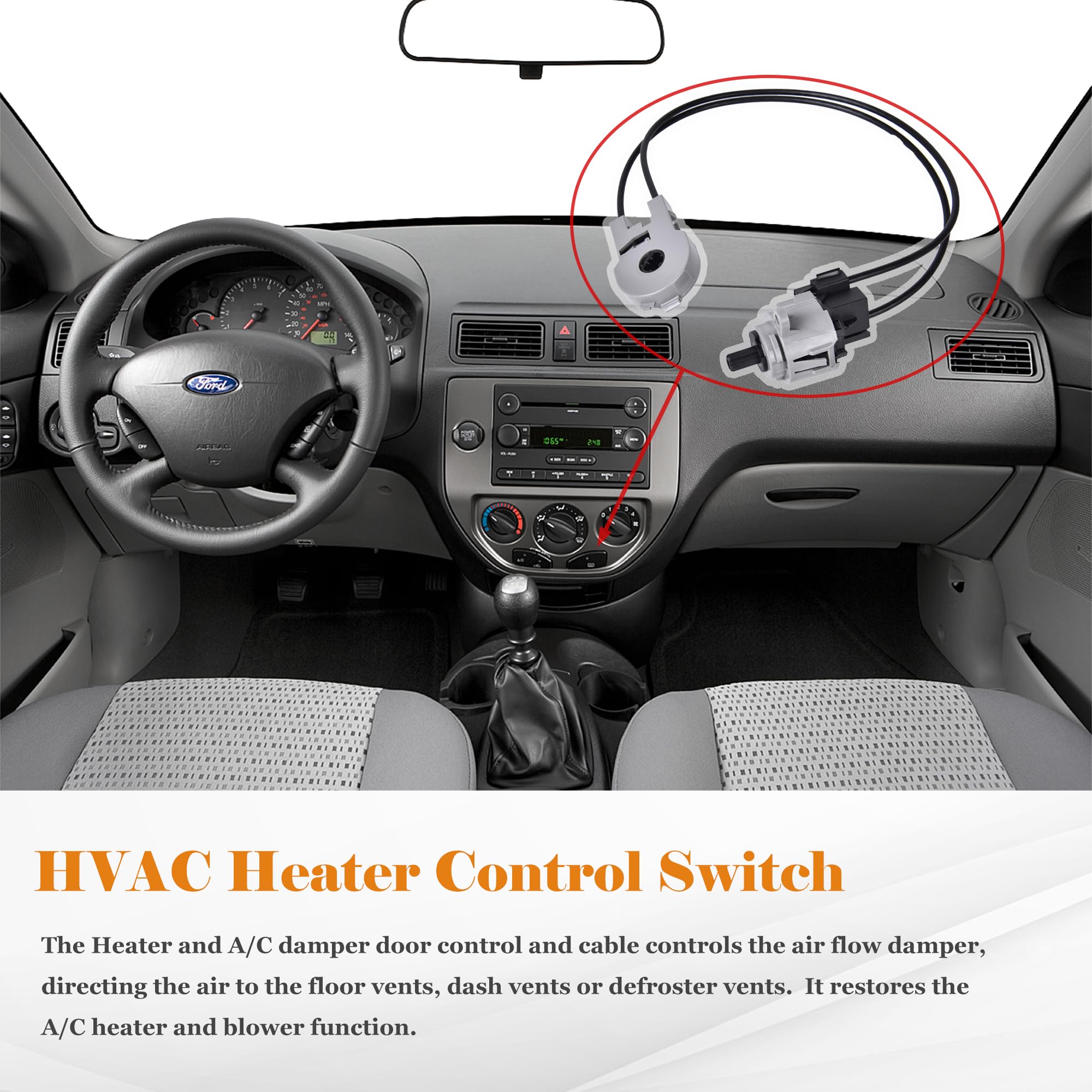 A/C Heater Control Switch Compatible with 2000-2007 Ford Focus 2010-2013 Transit Connect Replaces 2M5Z-19B888-BA YH-1624 - Damper Door Switch - Image 4