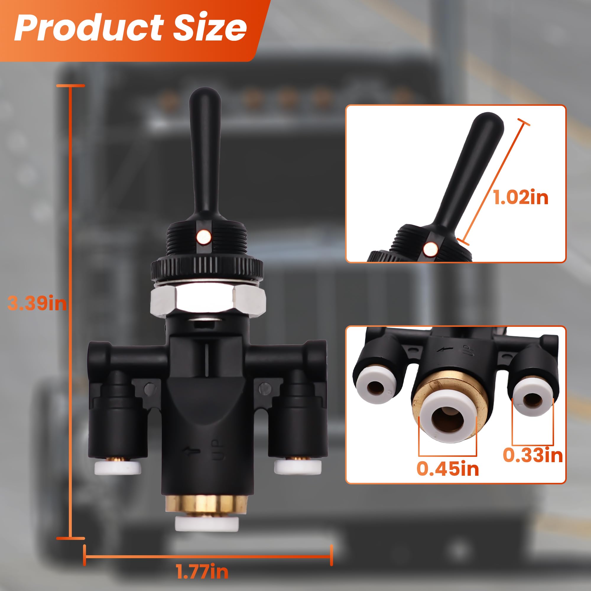 Air Window Toggle Valve Switch 1/4 Compatible with Peterbilt 379 Kenworth Truck Replaces 818-0007-000 8180007000 - Image 4
