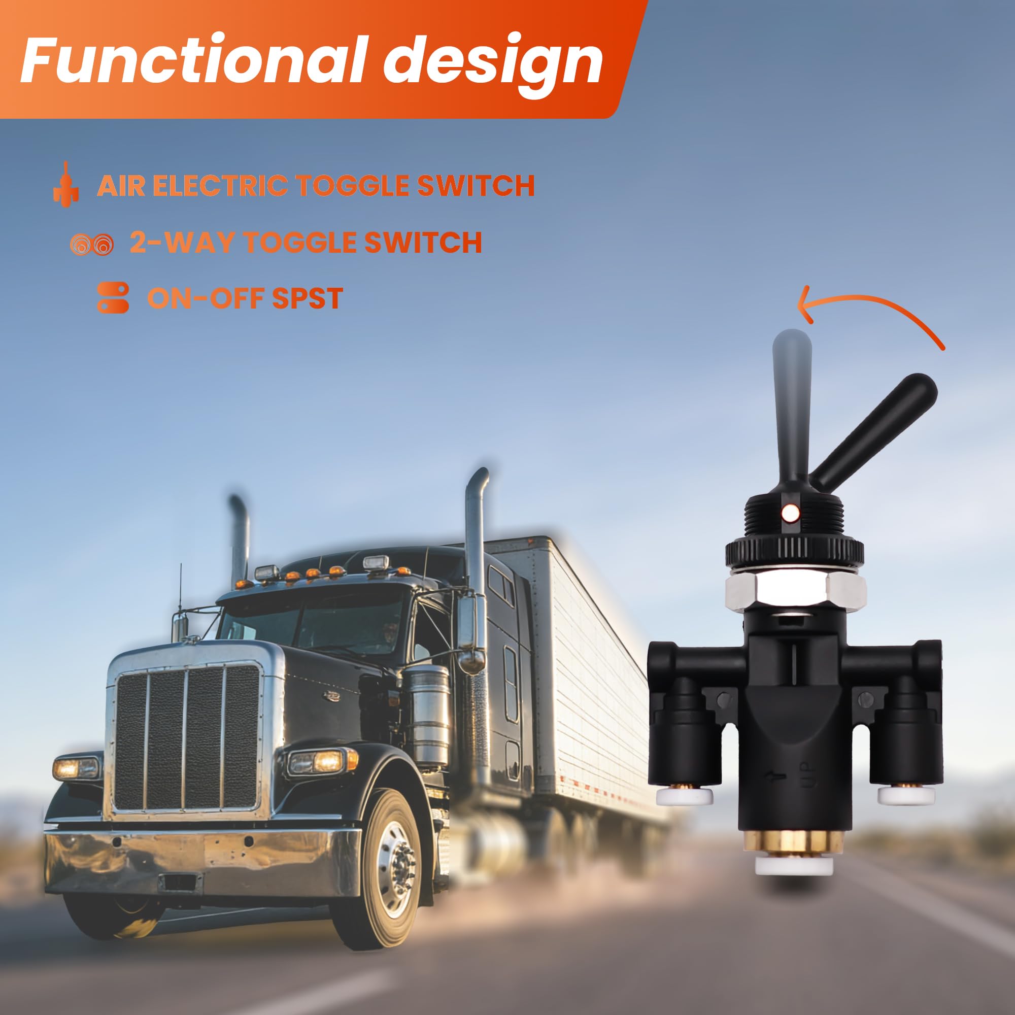 Air Window Toggle Valve Switch 1/4 Compatible with Peterbilt 379 Kenworth Truck Replaces 818-0007-000 8180007000 - Image 5