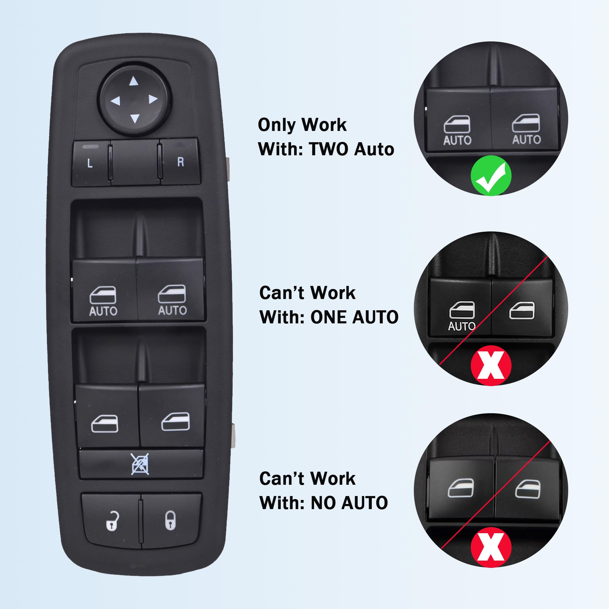 Driver Side Master Power Window Switch - 8Pins + 3Pins - Compatible with 2012-2014 Chrysler 300 2013-2014 Dodge Charger Replaces 68139805AA 68139805AB 68139805AC - Image 4