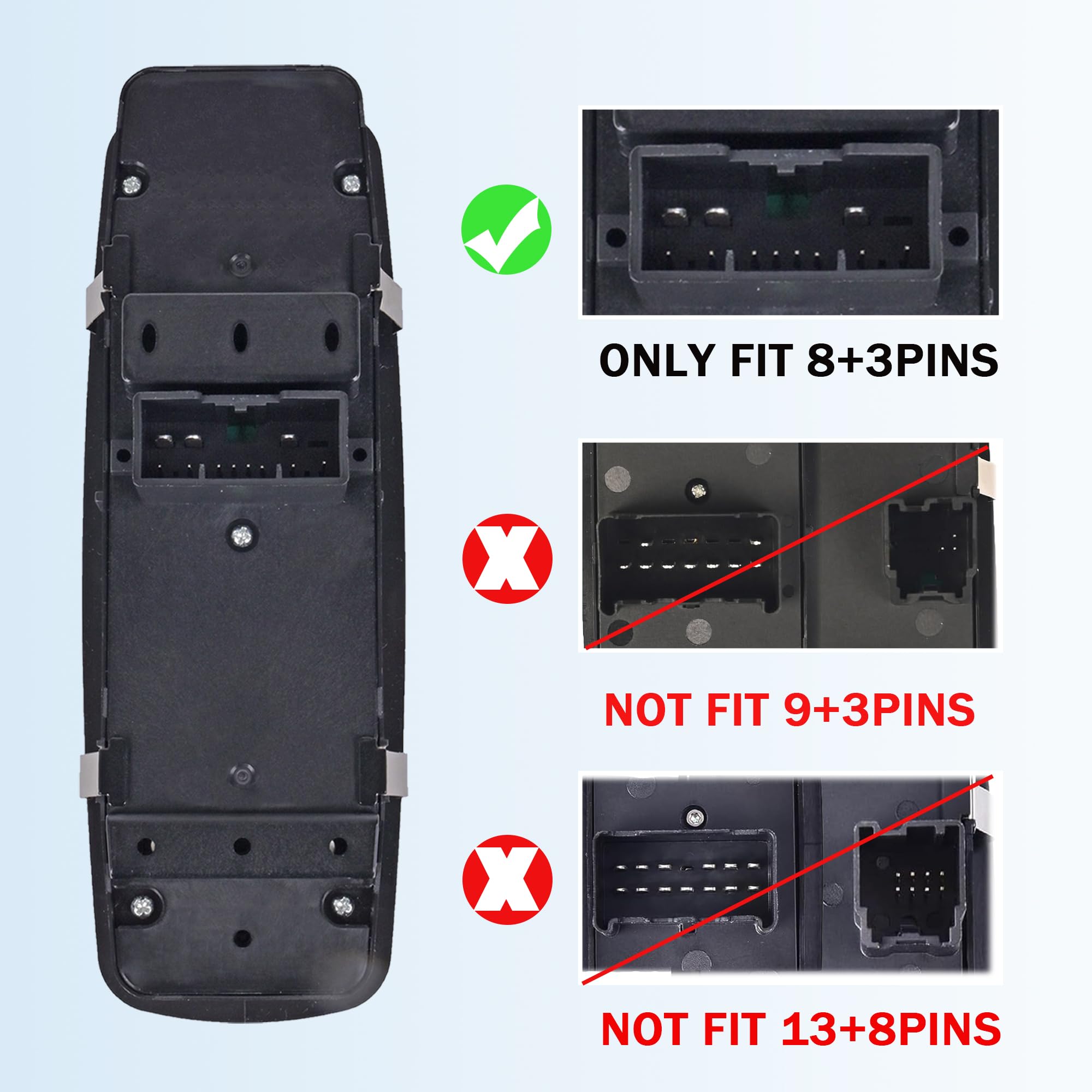 Driver Side Master Power Window Switch - 8Pins + 3Pins - Compatible with 2012-2014 Chrysler 300 2013-2014 Dodge Charger Replaces 68139805AA 68139805AB 68139805AC - Image 5