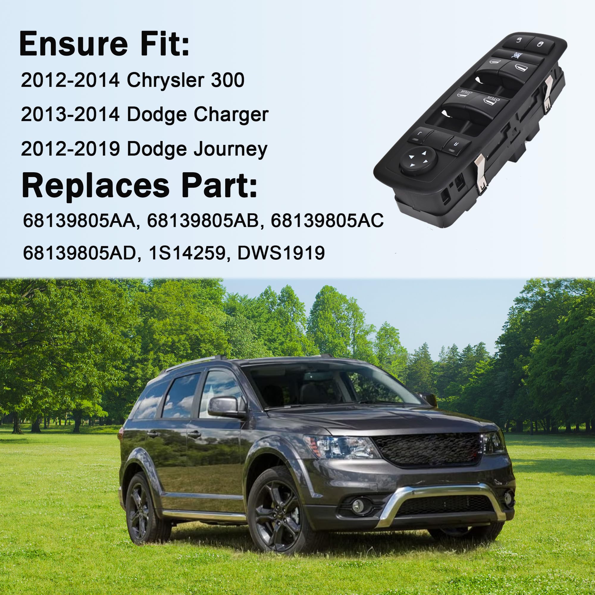 Driver Side Master Power Window Switch - 8Pins + 3Pins - Compatible with 2012-2014 Chrysler 300 2013-2014 Dodge Charger Replaces 68139805AA 68139805AB 68139805AC - Image 6