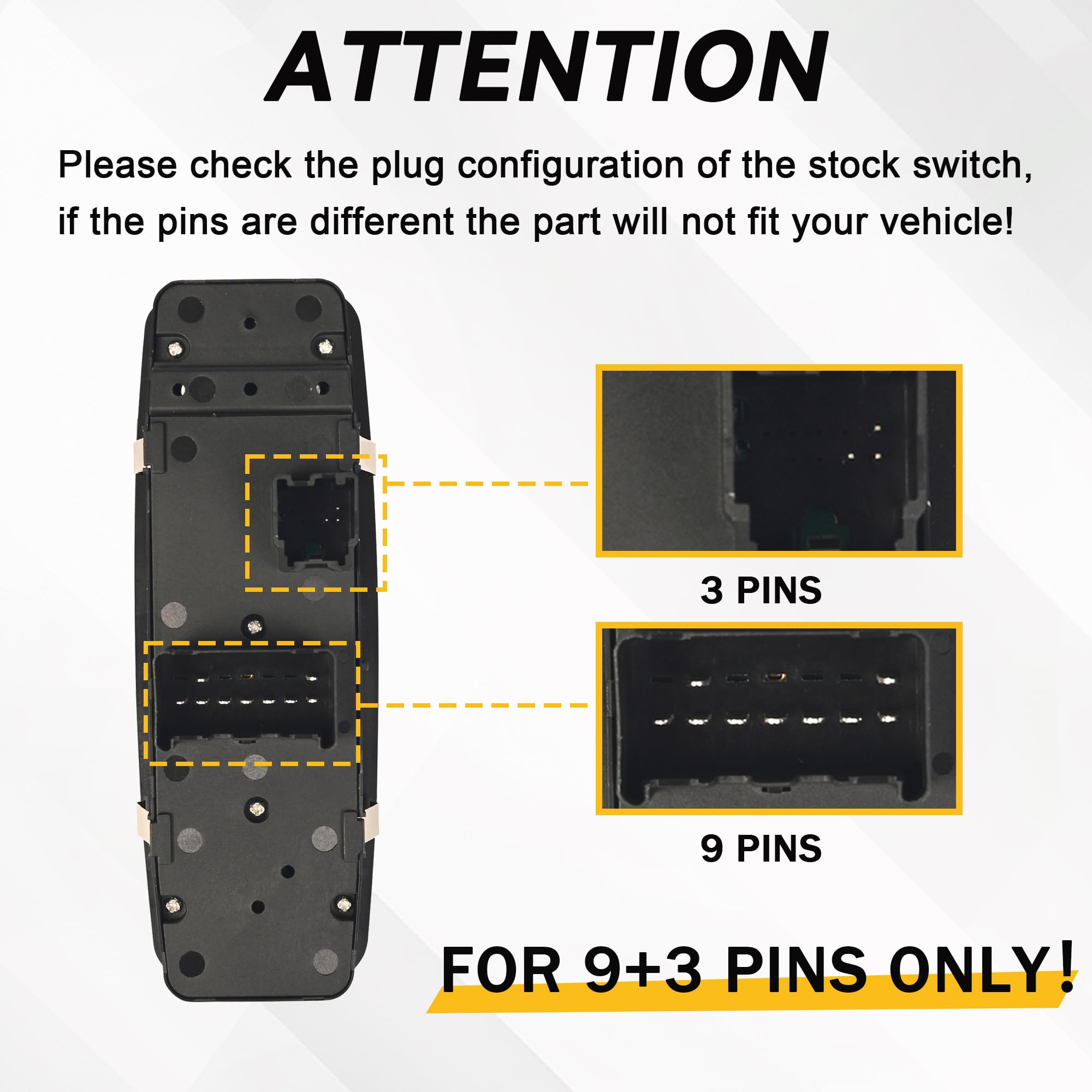 Driver Side Master Power Window Switch 9 Pins + 3Pins Compatible with 2009 2010 2011 2012 Dodge Ram 1500 2500 3500 2011-2012 Ram 1500 2500 3500 Window Control Switch Replaces 4602863AC 4602863AB - Image 3