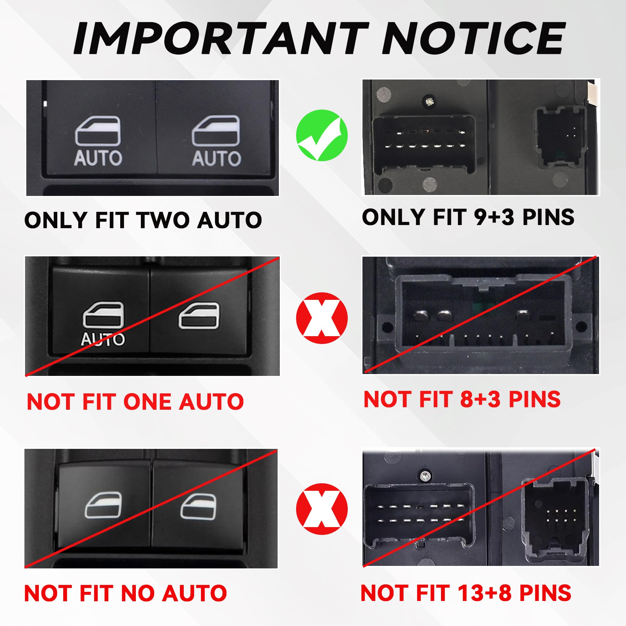 Driver Side Master Power Window Switch 9 Pins + 3Pins Compatible with 2009 2010 2011 2012 Dodge Ram 1500 2500 3500 2011-2012 Ram 1500 2500 3500 Window Control Switch Replaces 4602863AC 4602863AB - Image 4