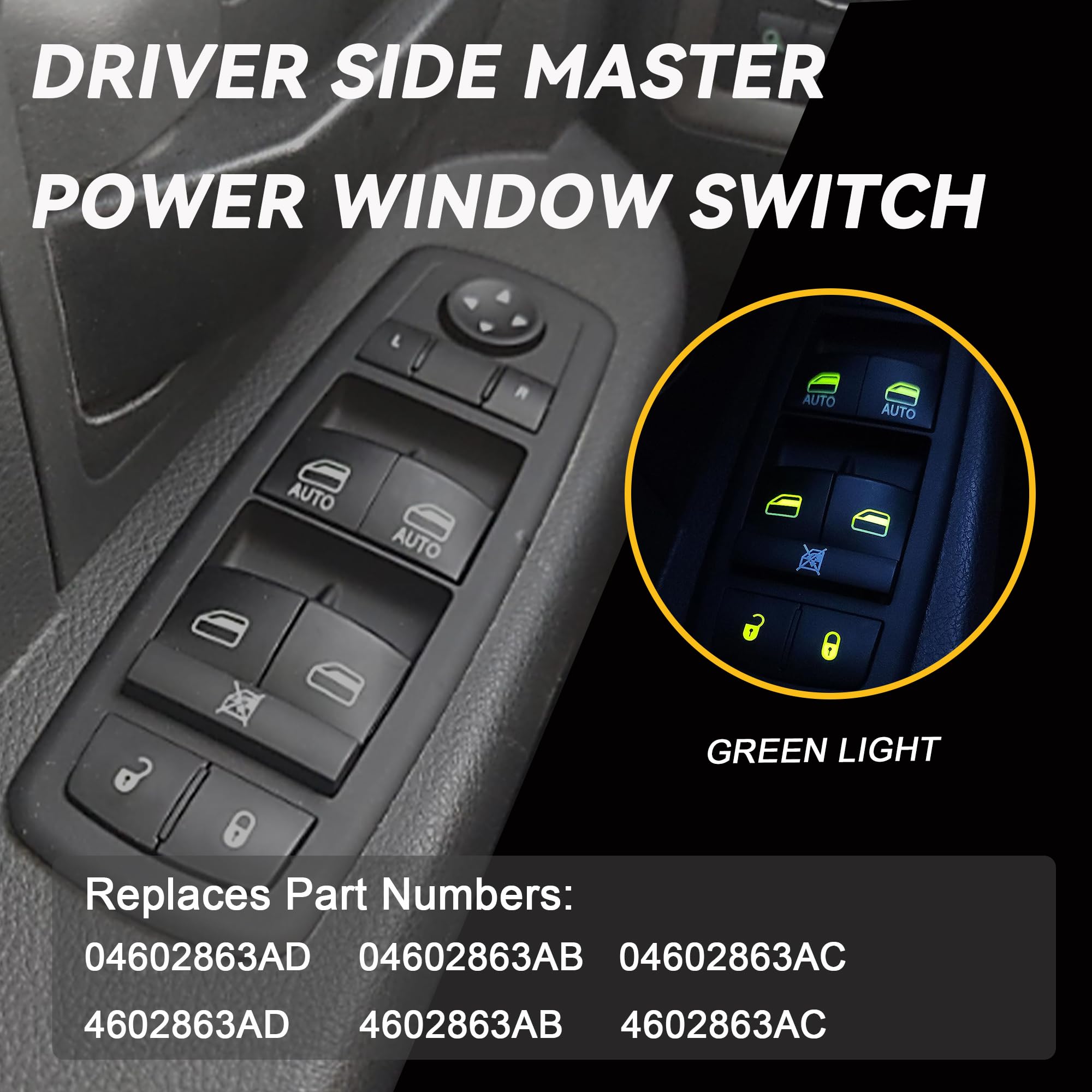 Driver Side Master Power Window Switch 9 Pins + 3Pins Compatible with 2009 2010 2011 2012 Dodge Ram 1500 2500 3500 2011-2012 Ram 1500 2500 3500 Window Control Switch Replaces 4602863AC 4602863AB - Image 5