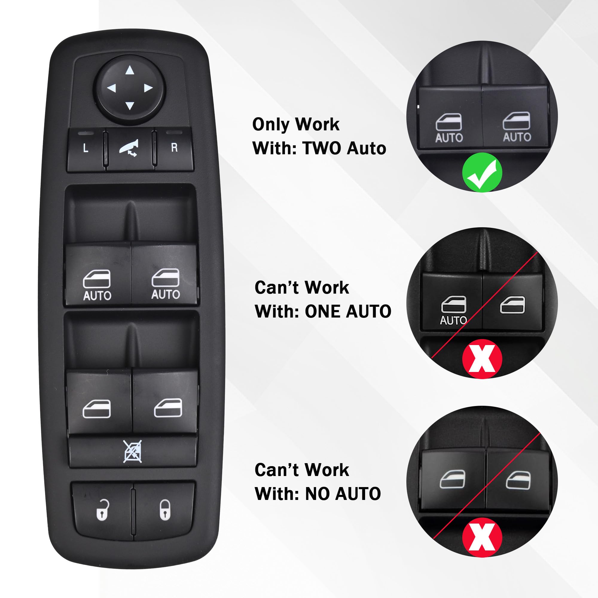 Driver Side Master Power Window Switch 9 Pins + 3Pins Compatible with 2012-2015 17-19 Dodge Grand Caravan 2013-2015 Ram 1500 2500 2015 Ram 3500 2012-2015 Town&Country Replaces# 68110867AB 68110867AA - Image 5