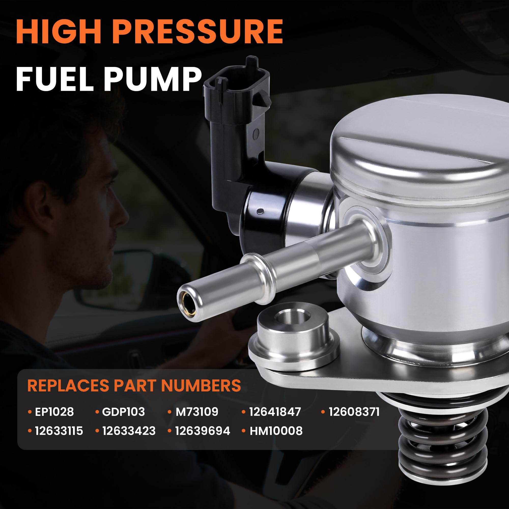 EP1028 High Pressure Fuel Pump Compatible with LaCrose Regal Verano Chevy Captiva Sport Equinox Impala Malibu Orlando GMC Terrain L4 2.4L Repalces 12641847 12639694 - Image 3