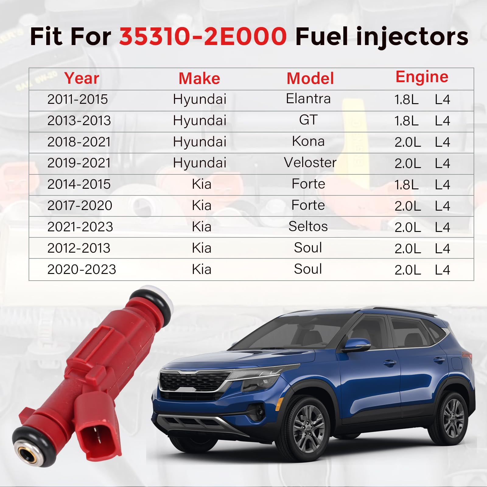 Fuel Injectors 12 Holes 35310-2E000 Compatible with Hyundai 1.8 Elantra 2011 2012 2013 2014 2015 2016 Kia Forte 2014-2016 Replace 842-12375（4Pcs） - Image 5