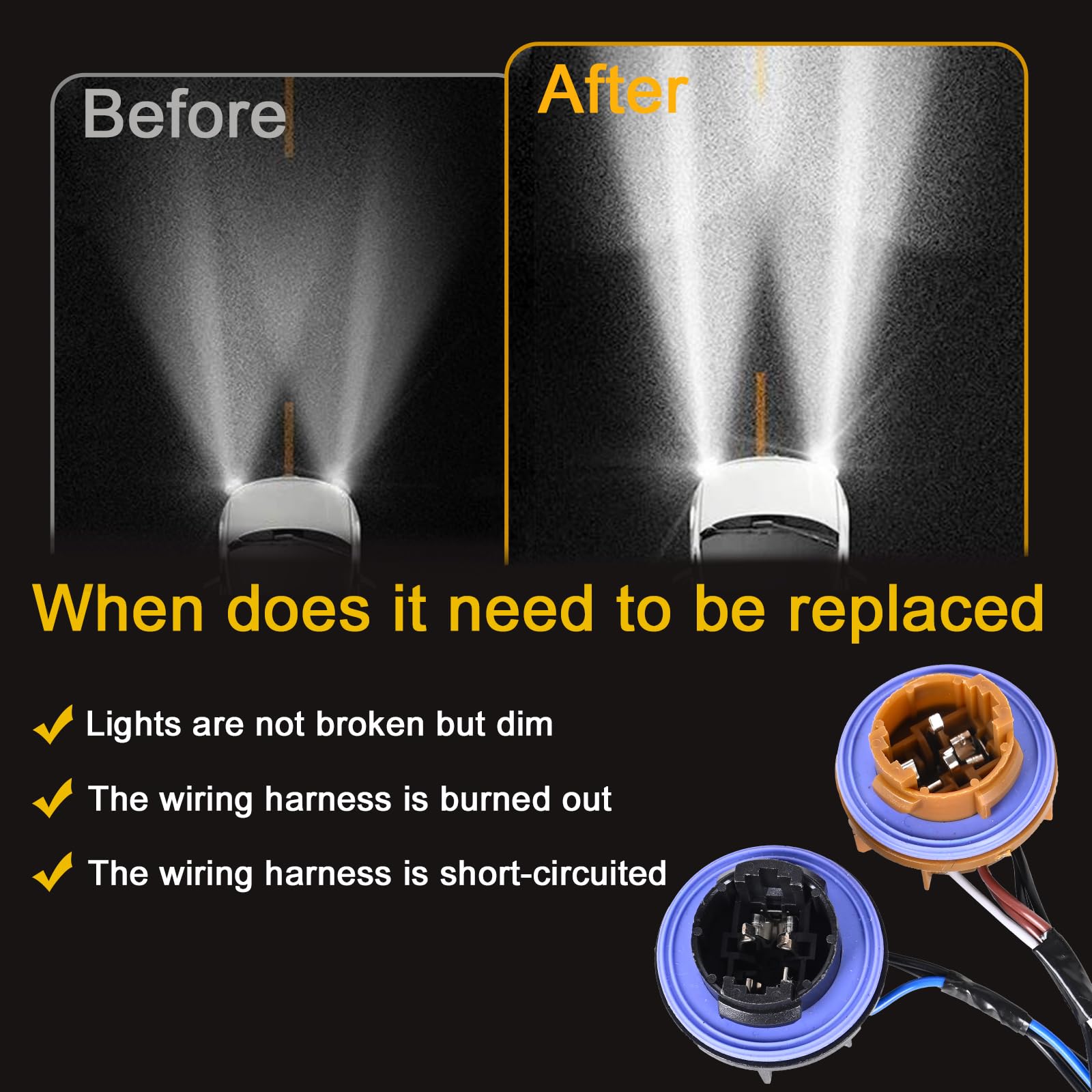 Headlight Wiring Harness Compatible with Chevy 2007-2013 Avalanche Suburban 2500 2007-2014 Tahoe Suburban 1500 Headlamp Wiring Harness Assembly Replaces 15950809 15782377 - Image 6