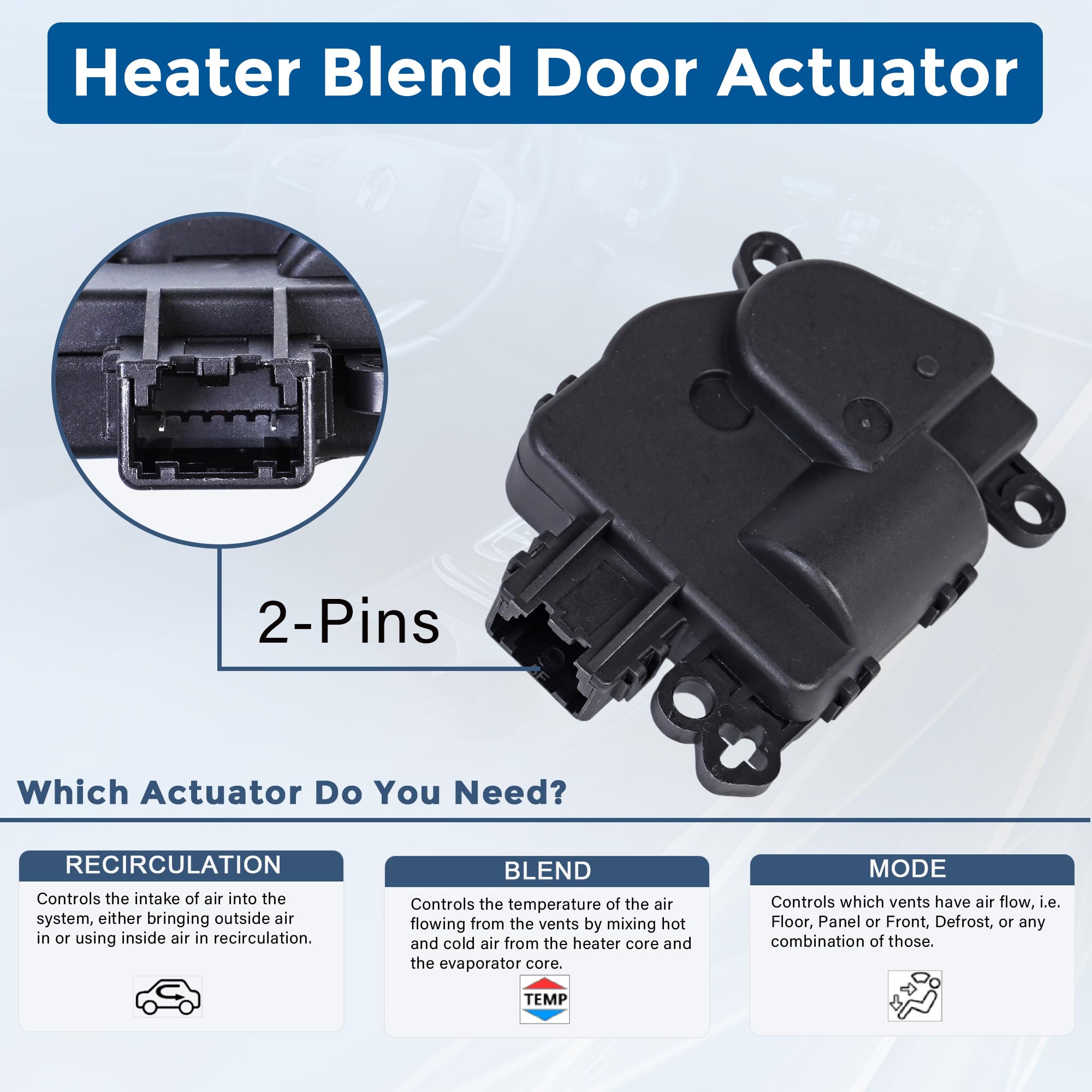 HVAC Blend Door Actuator 604-024 Fits for Chrysler 300 Dodge Charger Challenger Grand Caravan Heater Air Door Actuator Motor Replaces 68033337AA 68238243AA 68031977AA - Image 3