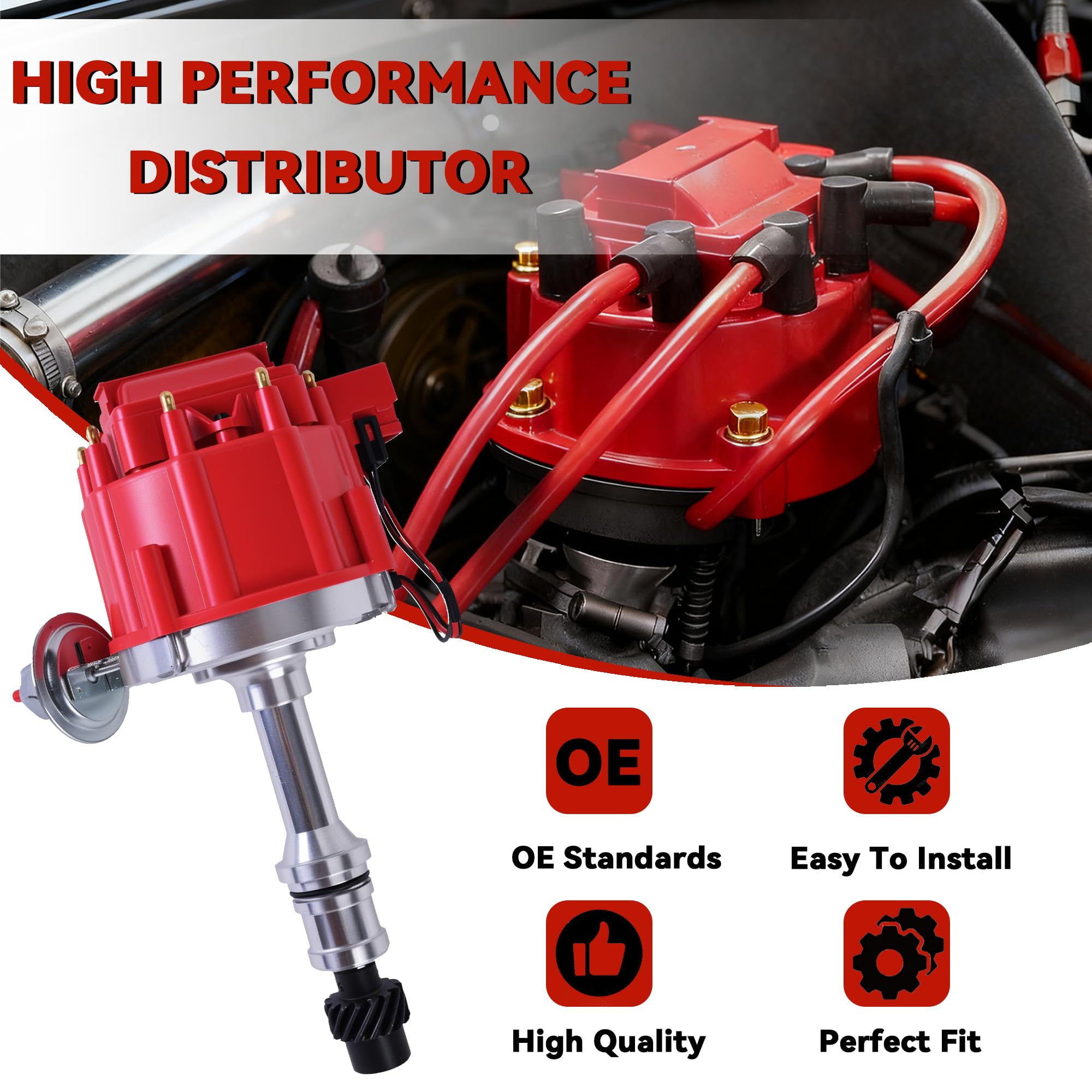 Ignition Distributor With Cap & Rotor Compatible With 1968-1976 Oldsmobile Olds V8 260 307 330 350 400 403 425 455 Engine Replace 1045511 403RHEI PC6009 PE328 HEI Distributor - Image 4