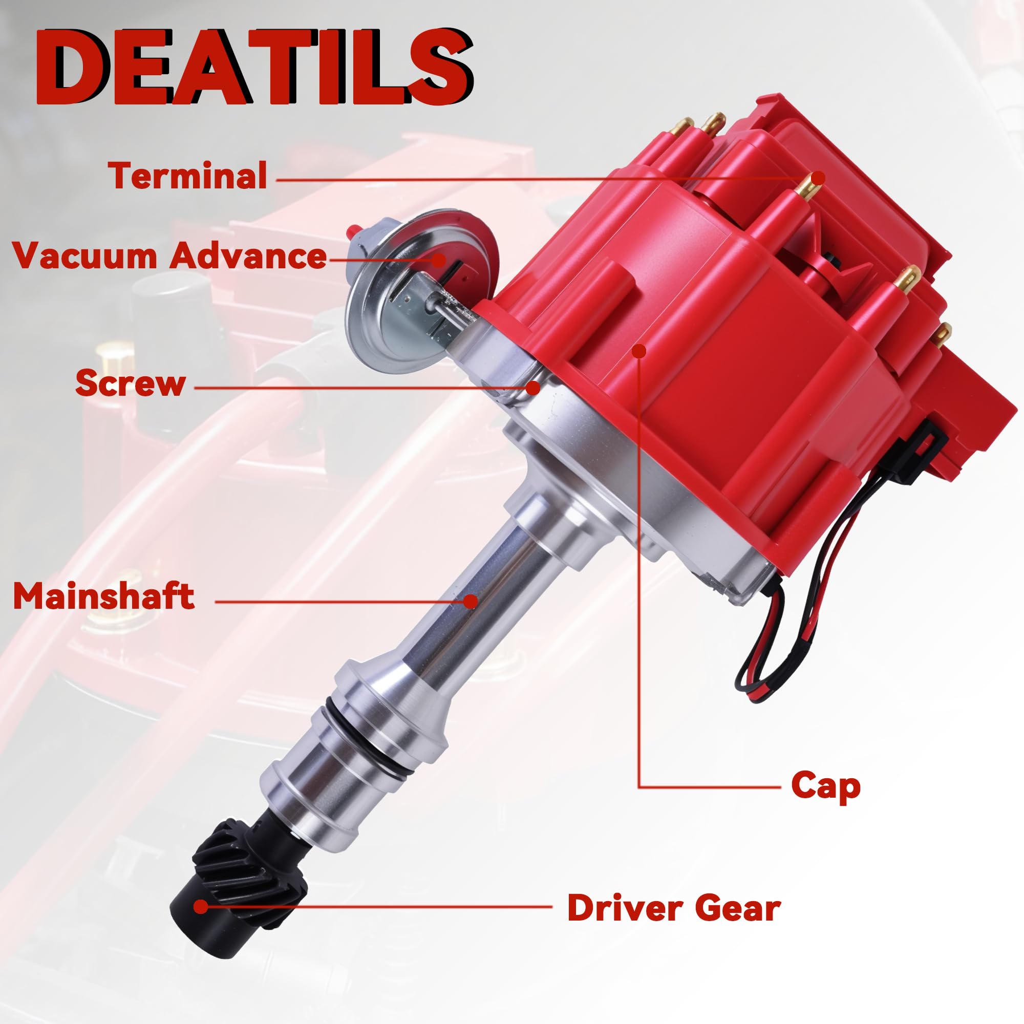 Ignition Distributor With Cap & Rotor Compatible With 1968-1976 Oldsmobile Olds V8 260 307 330 350 400 403 425 455 Engine Replace 1045511 403RHEI PC6009 PE328 HEI Distributor - Image 5