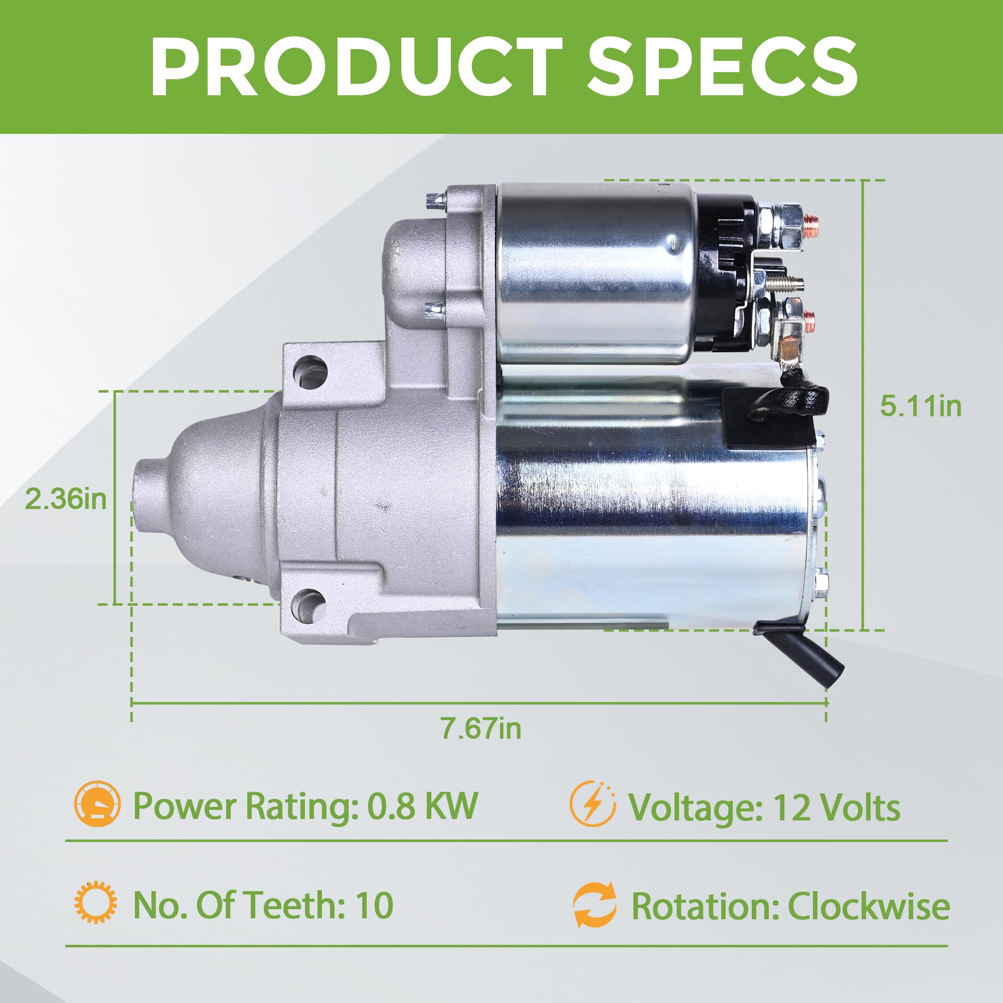 Kohler Starter 10 Teeth Compatible with 2509808 2509809 2509811 SDR0291 41012182 41012182R 41012414 15 16 17 18 20 21 22 23 25 26 27 28 30 31 HP John Deere Toro Cub Cadet Scotts Thomas Grasshopper - Image 3