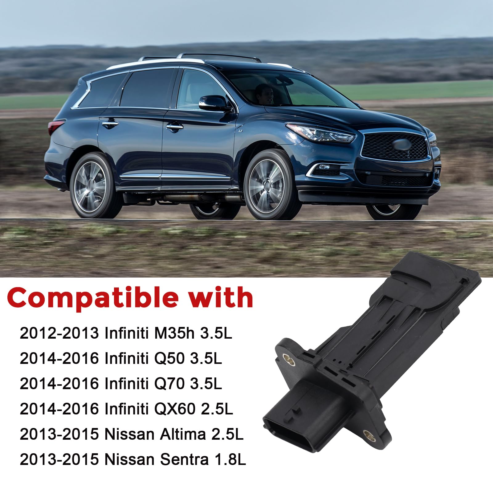 Mass Air Flow Sensor MAF Compatible with Nissan Altima Sentra Pathfinder Infiniti M35h Q50 Q70 QX60 1.8L 2.5L 3.5L Replacement for 22680-1MG0A MAF0102 - Image 3