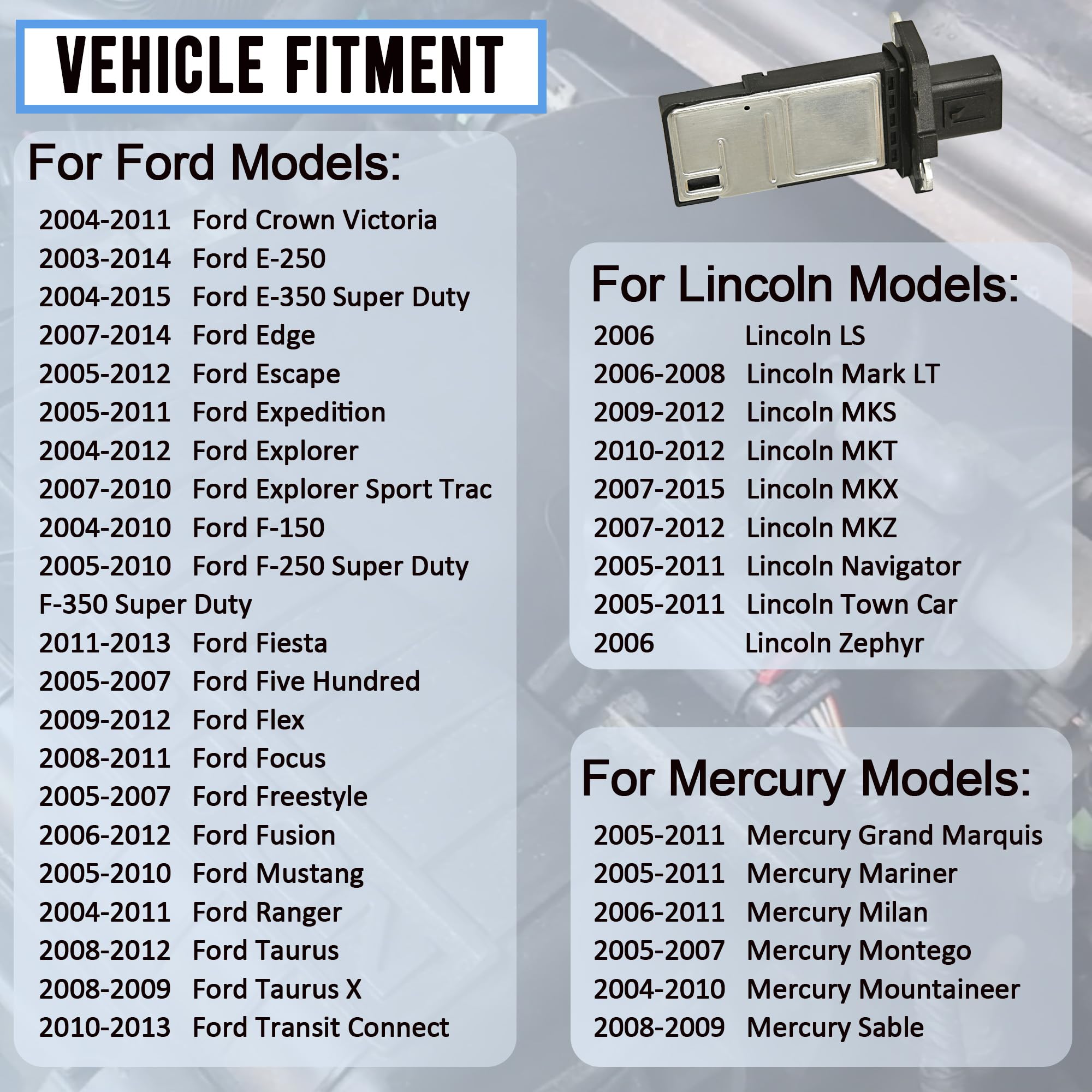 Mass Air Flow Sensor MAF Sensor Compatible with Ford Escape Expedition Explorer F150 F250 F350 Lincoln MKX MKZ Navigator Town Car Mercury Mariner Mountaineer Replaces 3L3Z-12B579-BA MAF0012 - Image 5