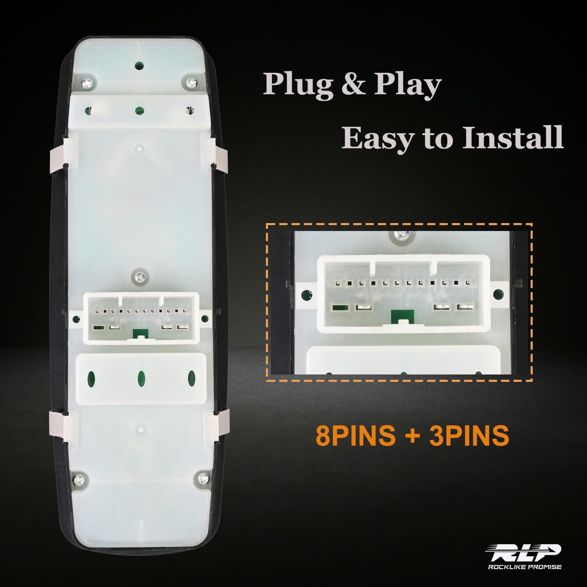 Master Power Window Switch Driver Side- 8Pins + 3Pins - Compatible with 2011 2012 2013 Dodge Durango Window Control Switch Replaces 68086693AC 68086693AD 68086693AE - Image 3