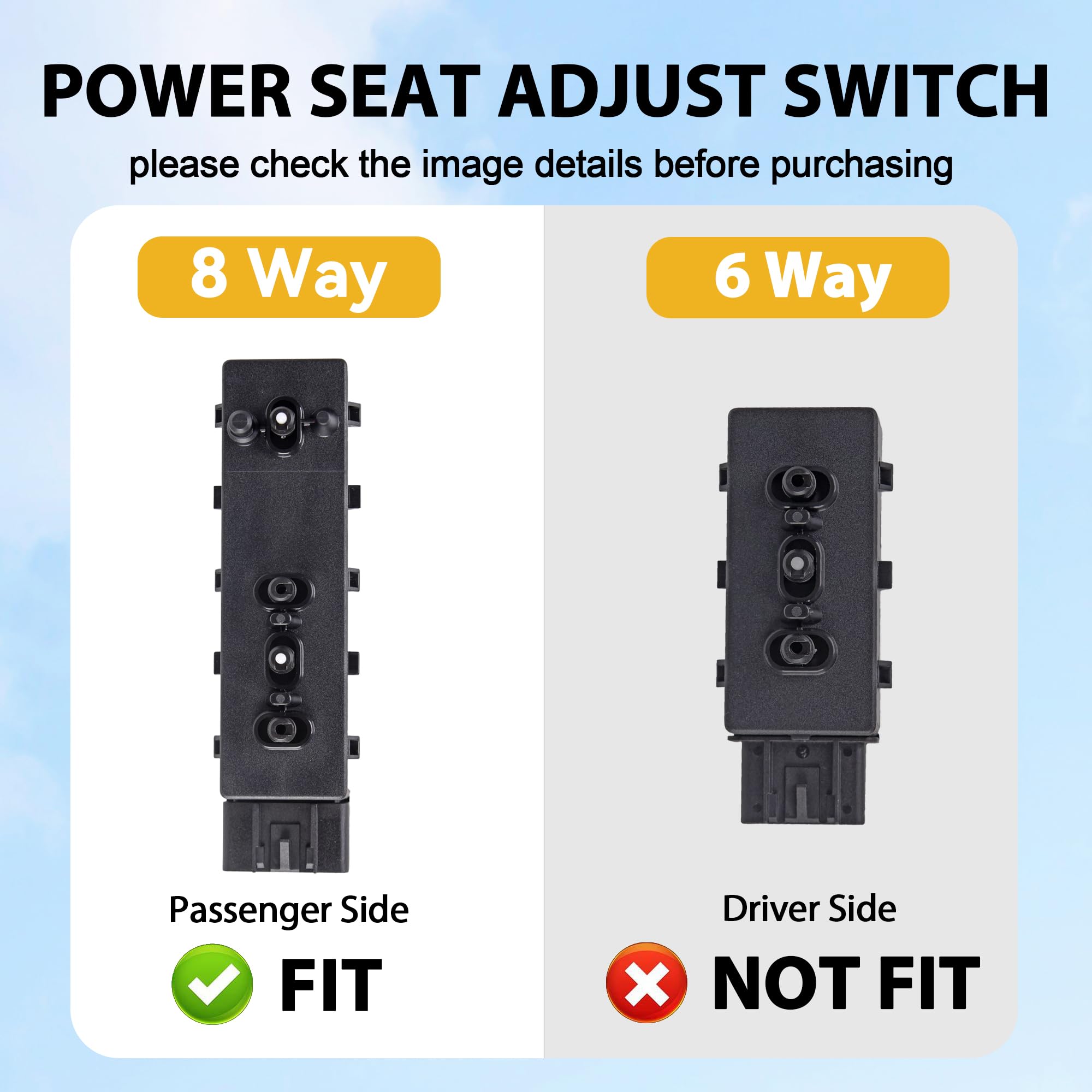 Power Seat Switch Passenger Side Seat Switch Compatible with 2007-2014 Buick Lacrosse Chevy Avalanche Silverado Surban GMC Sierra Yukon Replacement for 12451498 25974715 - Image 6