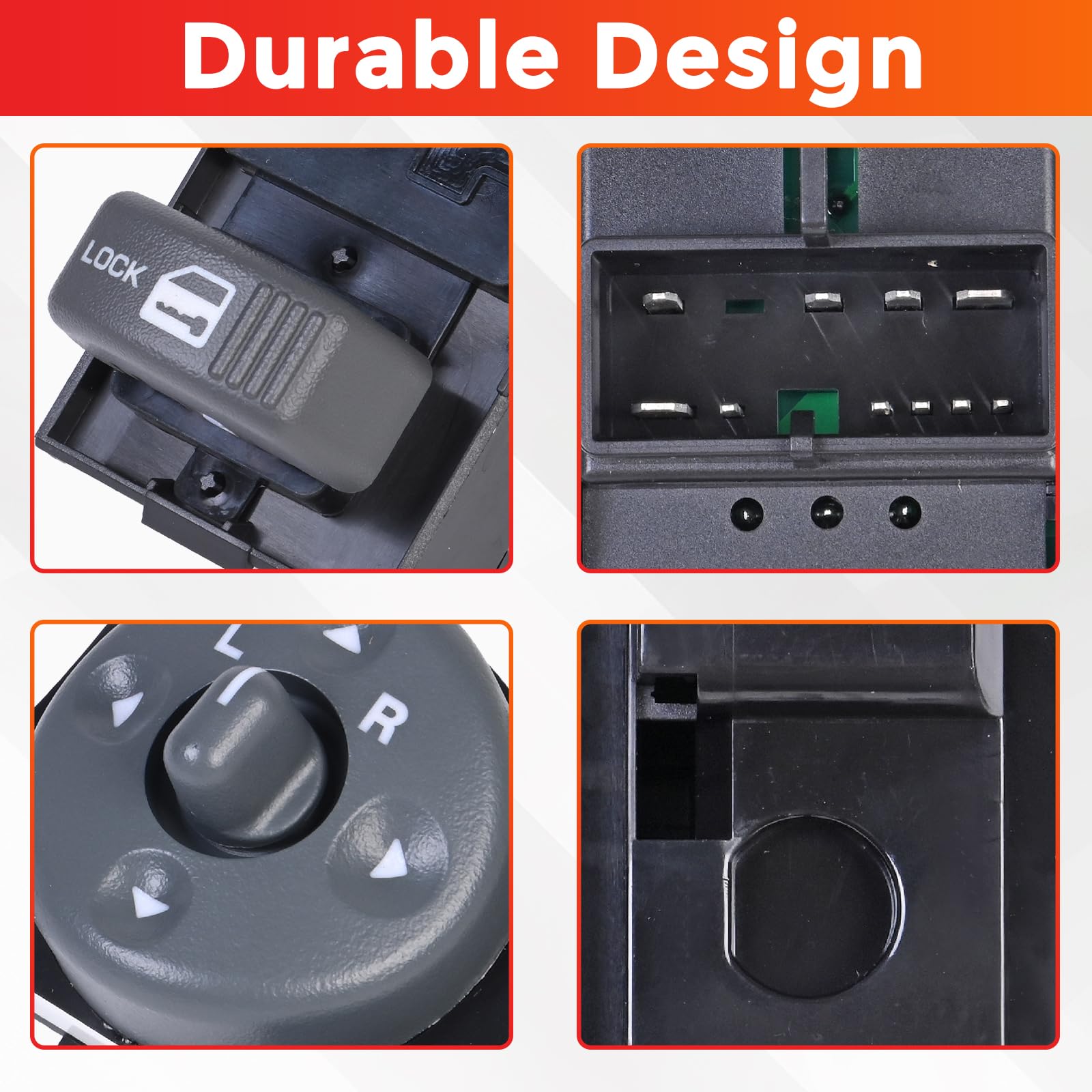 Power Window Switch 2 Door with Mirror Switch Driver & Passenger Side Compatible with 1995-2000 Chevy GMC C1500 C2500 C3500 K1500 K2500 K3500 Tahoe Yukon Replaces# 15151356 15009690 15151362 - Image 6