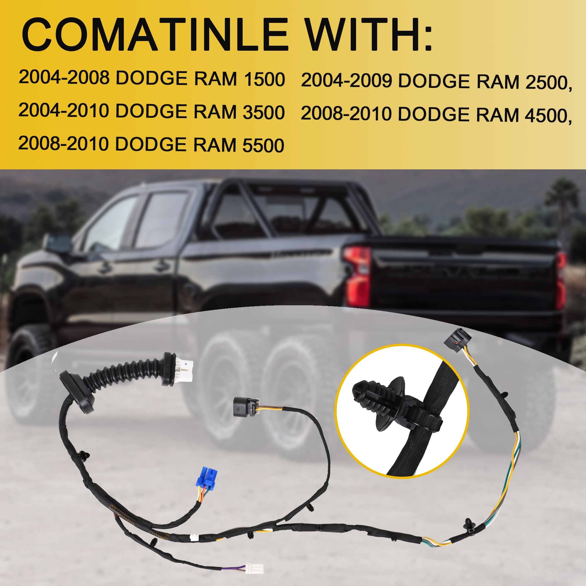 Rear Door Wiring Harness with Connector Wiring Harness Assembly Compatible with 2004-2010 Dodge Ram 1500 2500 3500 4500 5500 Replacement for 6051931AA 56051694AA 645-506 - Image 5