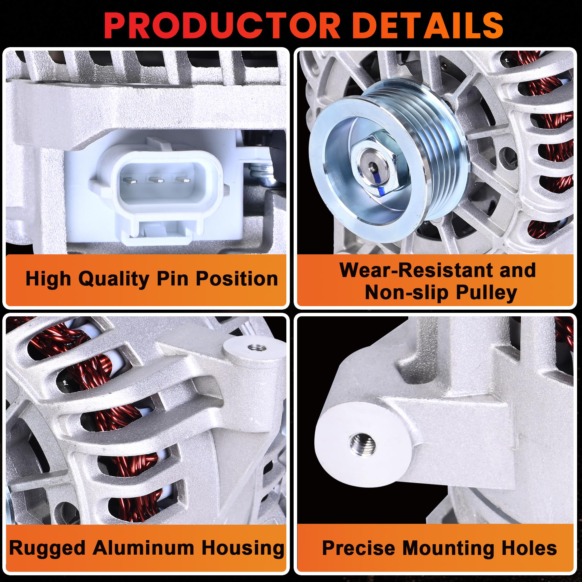 RLP Alternator 110 Amp Compatible With 2004-2008 Ford F150 Expedition Lincoln Mark LT Navigator V8 Replace# 8318N 4L3U10300BA 4L3U10300BB 6L3T-10300-AA - Image 3