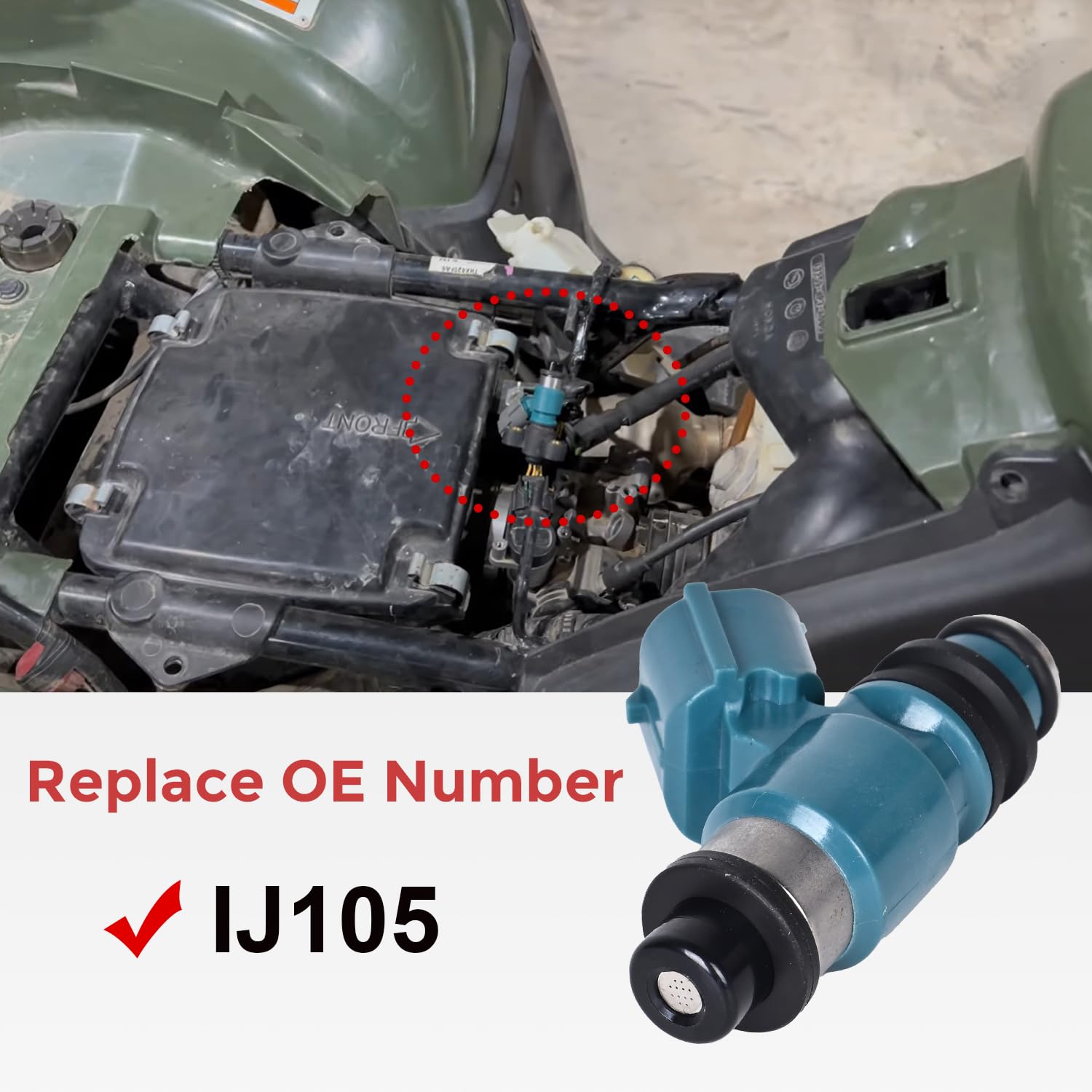 RLP Fuel Injectors IJ105/3 Compatible with Honda TRX420FM TRX420FPM Rancher 420 4X4 2007 2008 2009 2010 2011 2012 2013 - Image 4