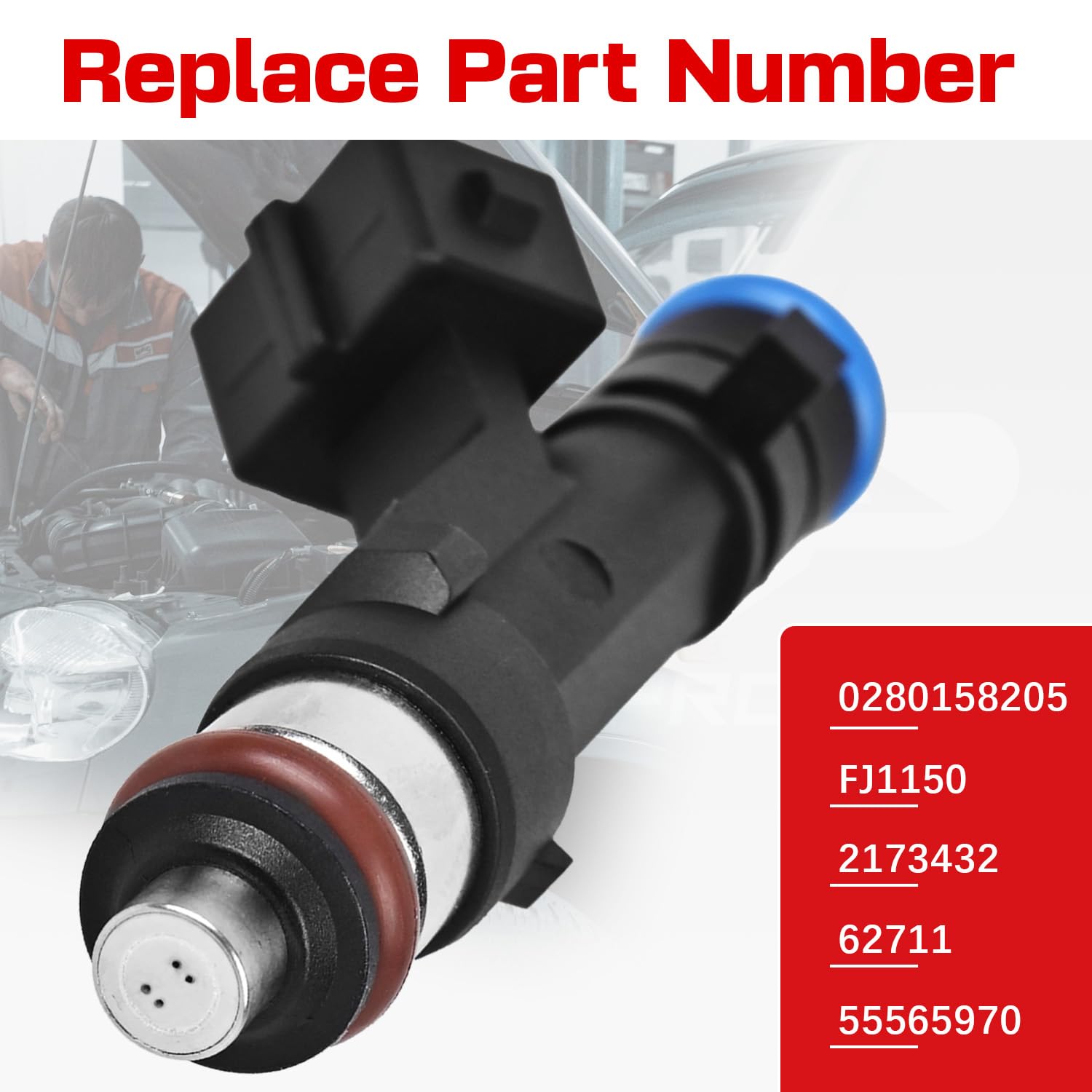 RLP Fuel Injectors Set of 4 Compatible with Chevy 2011-2015 Cruze 2016 Cruze Limeited 2012-2016 2018 Sonic 2013-2016 Trax & Buick 2013-2019 Encore 1.4L Replace# 0280158205 FJ1150 4 Holes - Image 4