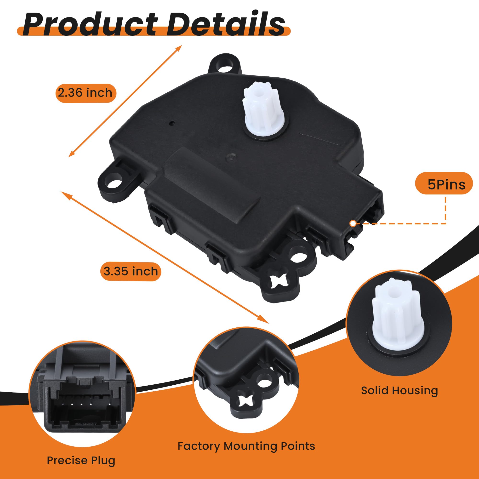 RLP HVAC Blend Door Actuator 604-970 Fits 2004-2010 Infiniti QX56 2005-2015 Nissan Armada Titan 2004-2009 Nissan Quest Replaces OE# 27743ZP00A 1712369 - Image 3