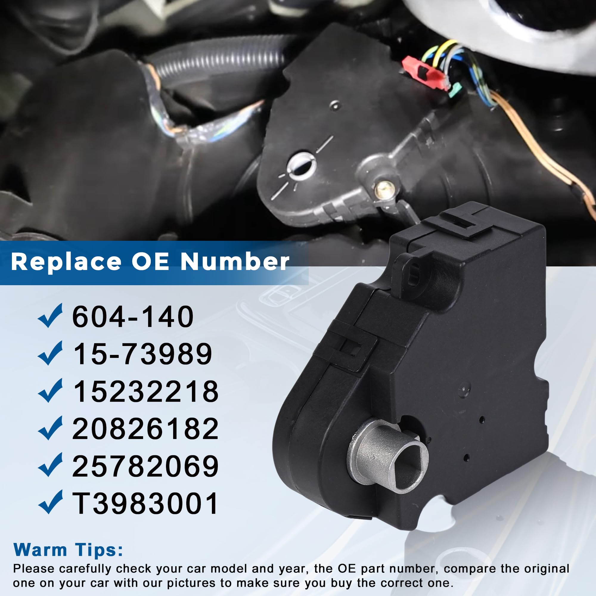 RLP HVAC Blend Door Actuator T3983001 Replacement for 2008-2012 Buick Enclave 2009-2012 Chevy Traverse 2007-2012 GMC Acadia 2007-2010 Outlook Replaces 604-140 20826182 25782069 - Image 5