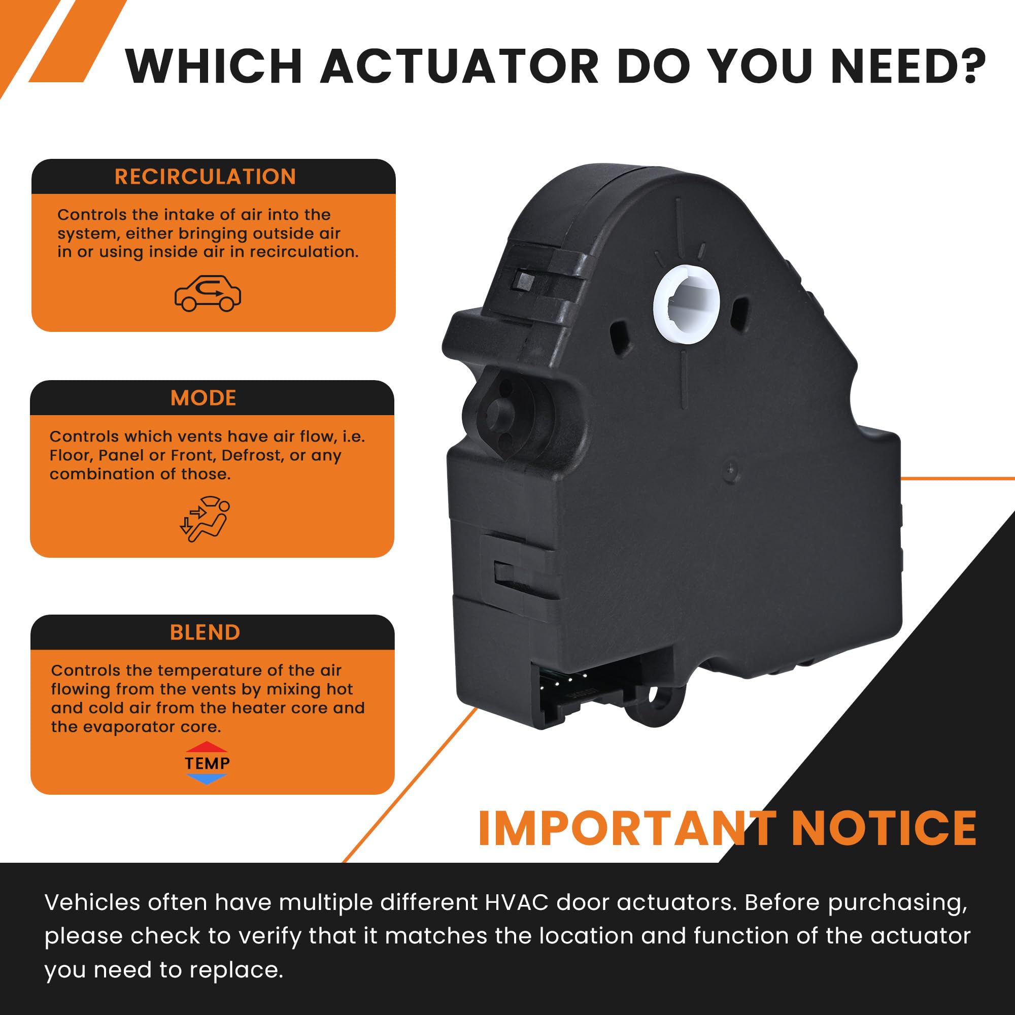 RLP HVAC Heater Blend Door Actuator 604-107 Compatible with Chevy Tahoe Silverado C1500 Suburban GMC Yukon Ca-dillac Escalade Buick Replaces 16124932 89018395 Main Temperature Mode - Image 6