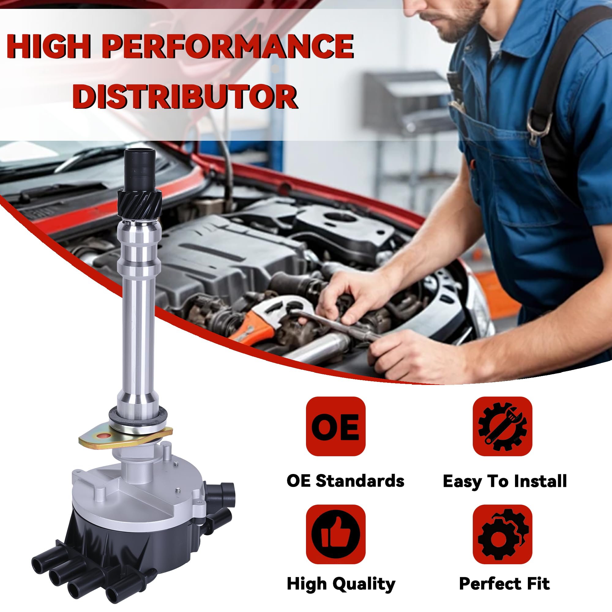 RLP Ignition Distributor With Cap & Rotor Compatible with Chevy GMC Oldsmobile Isuzu 4.3L V6 Vortec Replace 12570426 1104078 1103976 12598210 93441559 - Image 4