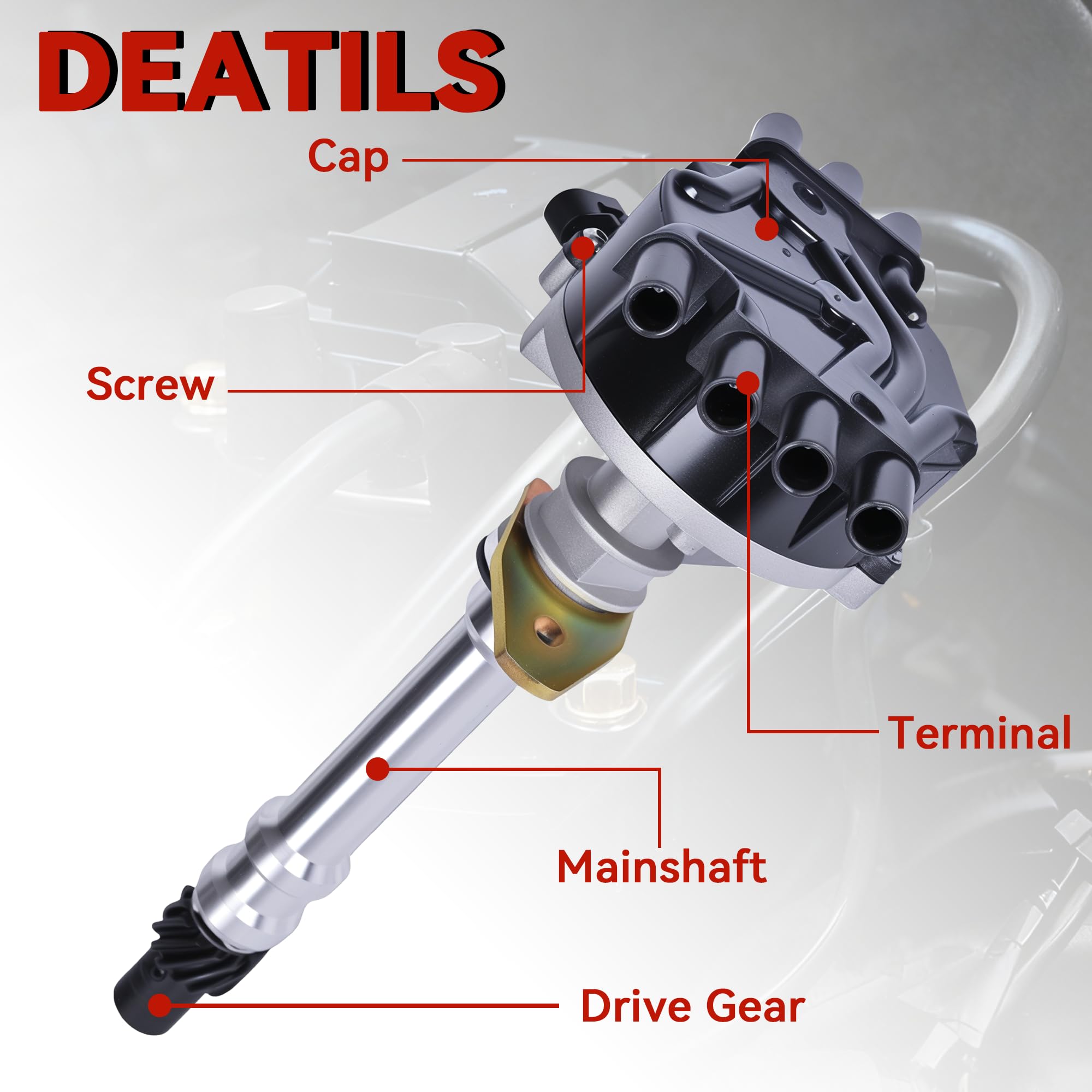 RLP Ignition Distributor With Cap & Rotor Compatible with Chevy GMC Oldsmobile Isuzu 4.3L V6 Vortec Replace 12570426 1104078 1103976 12598210 93441559 - Image 5