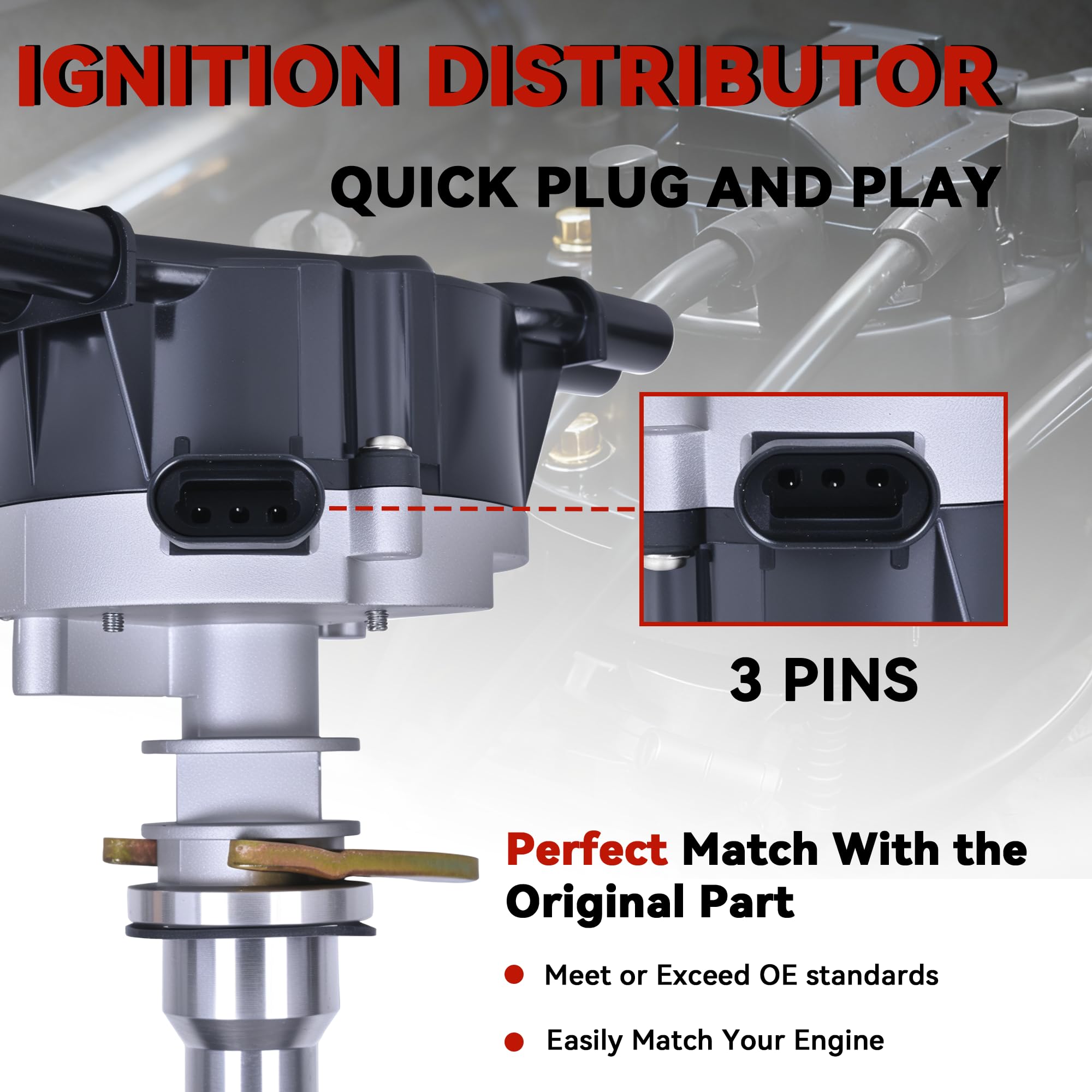 RLP Ignition Distributor With Cap & Rotor Compatible with Chevy GMC Oldsmobile Isuzu 4.3L V6 Vortec Replace 12570426 1104078 1103976 12598210 93441559 - Image 6