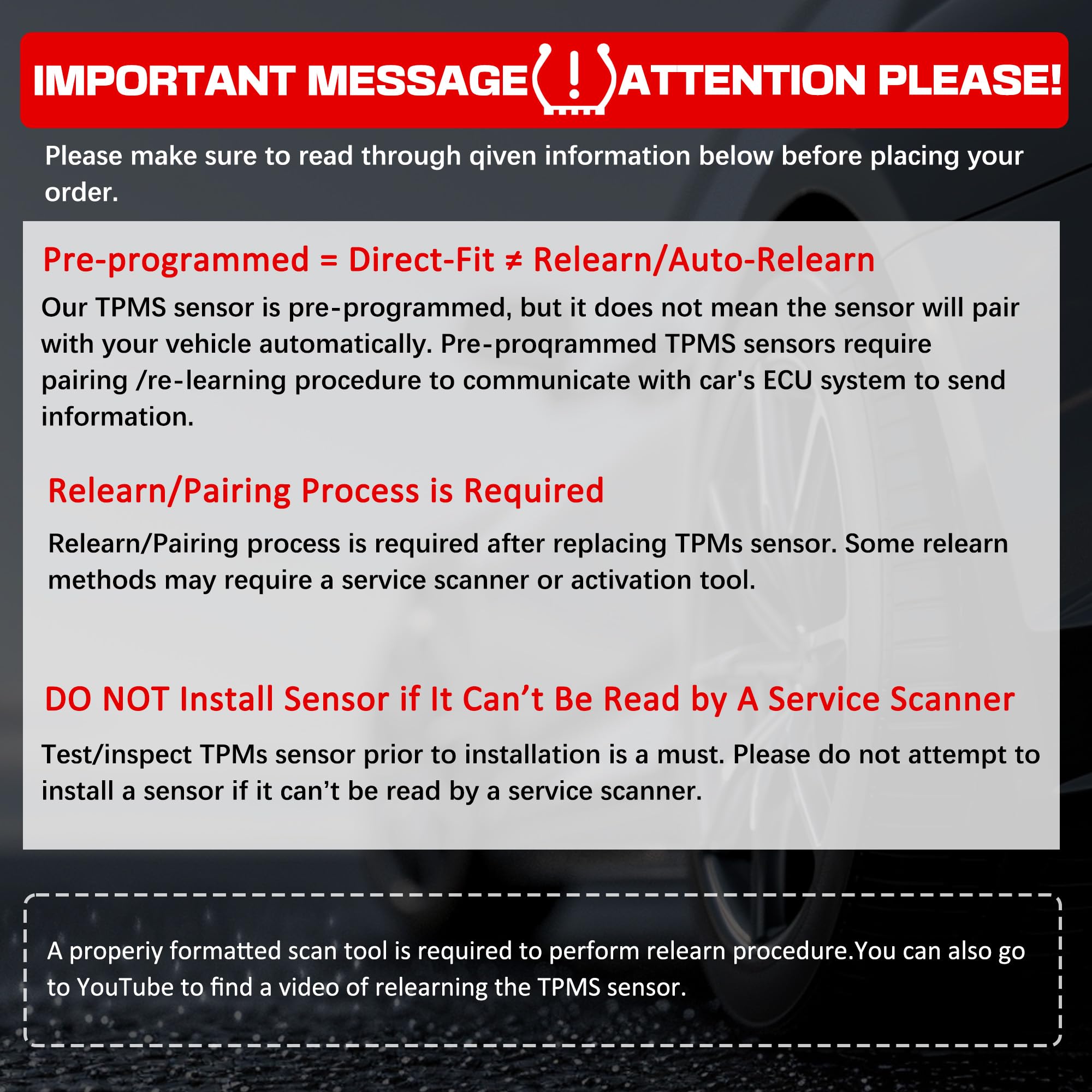 RLP Tire Pressure Monitoring System Sensor 42753-TR0-A81 Compatible with Honda Civic CR-Z Element Fit Odyssey Replaces# 42753-TR3-A81 42753-SNA-A81,315MHz - Image 8
