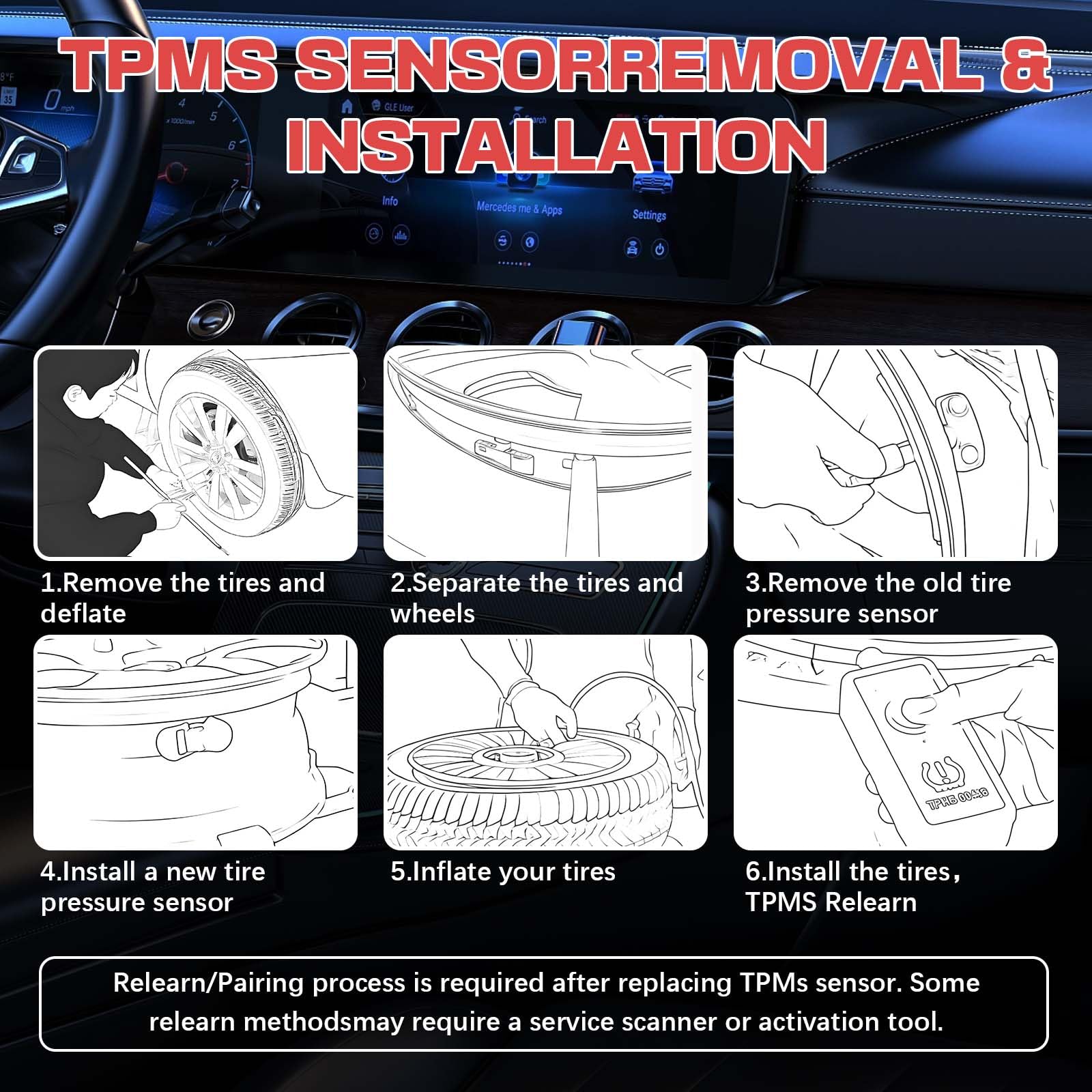 RLP Tire Pressure Monitoring System Sensor 42753-TR0-A81 Compatible with Honda Civic CR-Z Element Fit Odyssey Replaces# 42753-TR3-A81 42753-SNA-A81,315MHz - Image 7