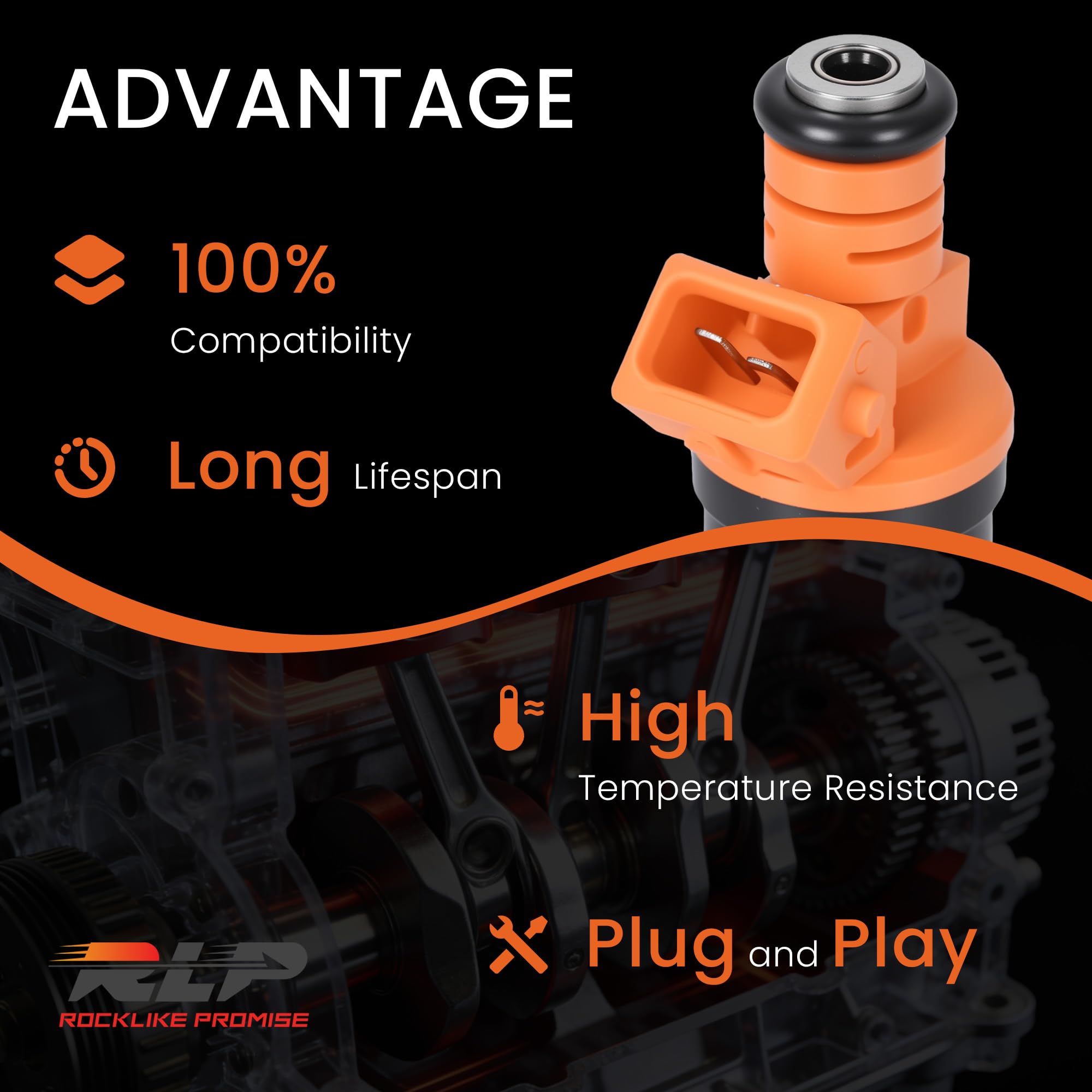 RLP Set of 8 Fuel Injectors Compatible with Ford Lincoln Mercury 4.6L 5.0L 5.4L 5.8L Vehicles - F150, F250, F350, E150, E250, E350, E450, Mustang - 4 Holes Replaces# 0280150943 0280150939 0280150909 - Image 5