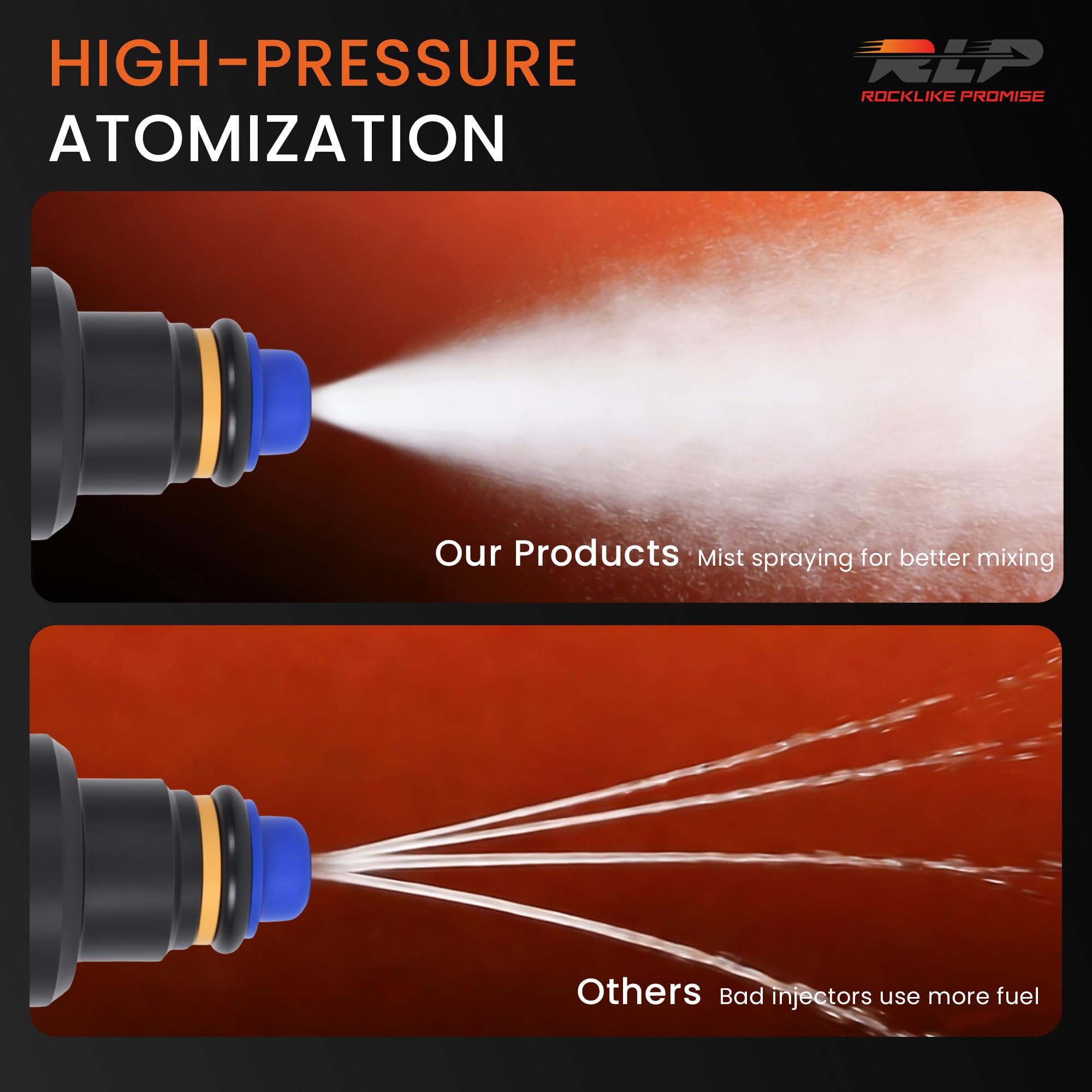 RLP Set of 8 Fuel Injectors Compatible with Ford Lincoln Mercury 4.6L 5.0L 5.4L 5.8L Vehicles - F150, F250, F350, E150, E250, E350, E450, Mustang - 4 Holes Replaces# 0280150943 0280150939 0280150909 - Image 6