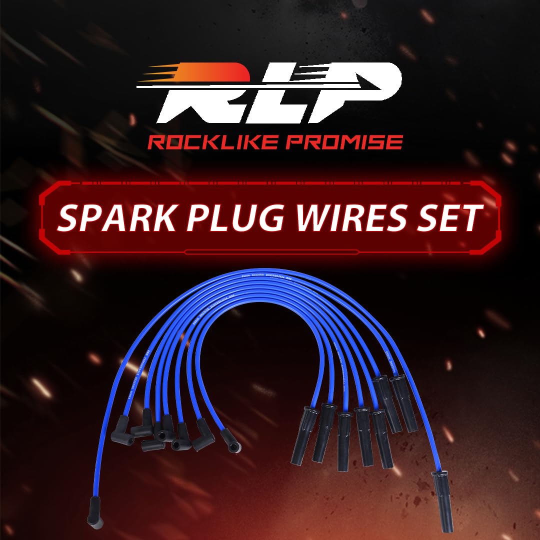 RLP Silicone Spark Plug Wires Set 8.0mm Blue Compatible with Jeep AMC V8 290 304 343 360 390 401 HEI Distributor Valve Cover Wires(No Coil Wire) - Image 6