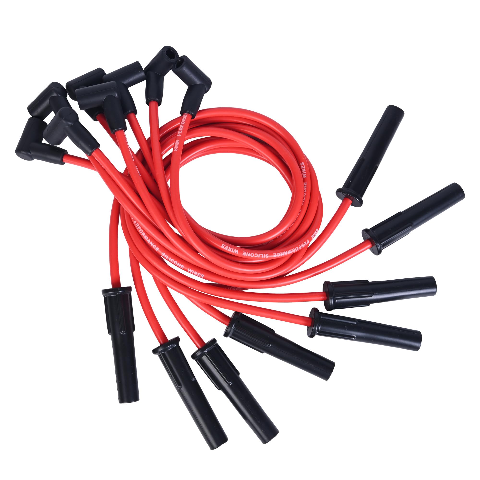 RLP Silicone Spark Plug Wires Set 8.0mm Red Ford FE Long Version Fit for Ford FE 332, 352, 360, 390, 406, 410, 427,428 Fit BBF Ford HEI 351C, 351M, 400M, 429,460 V8 Engine-Pack of 8 - Image 4