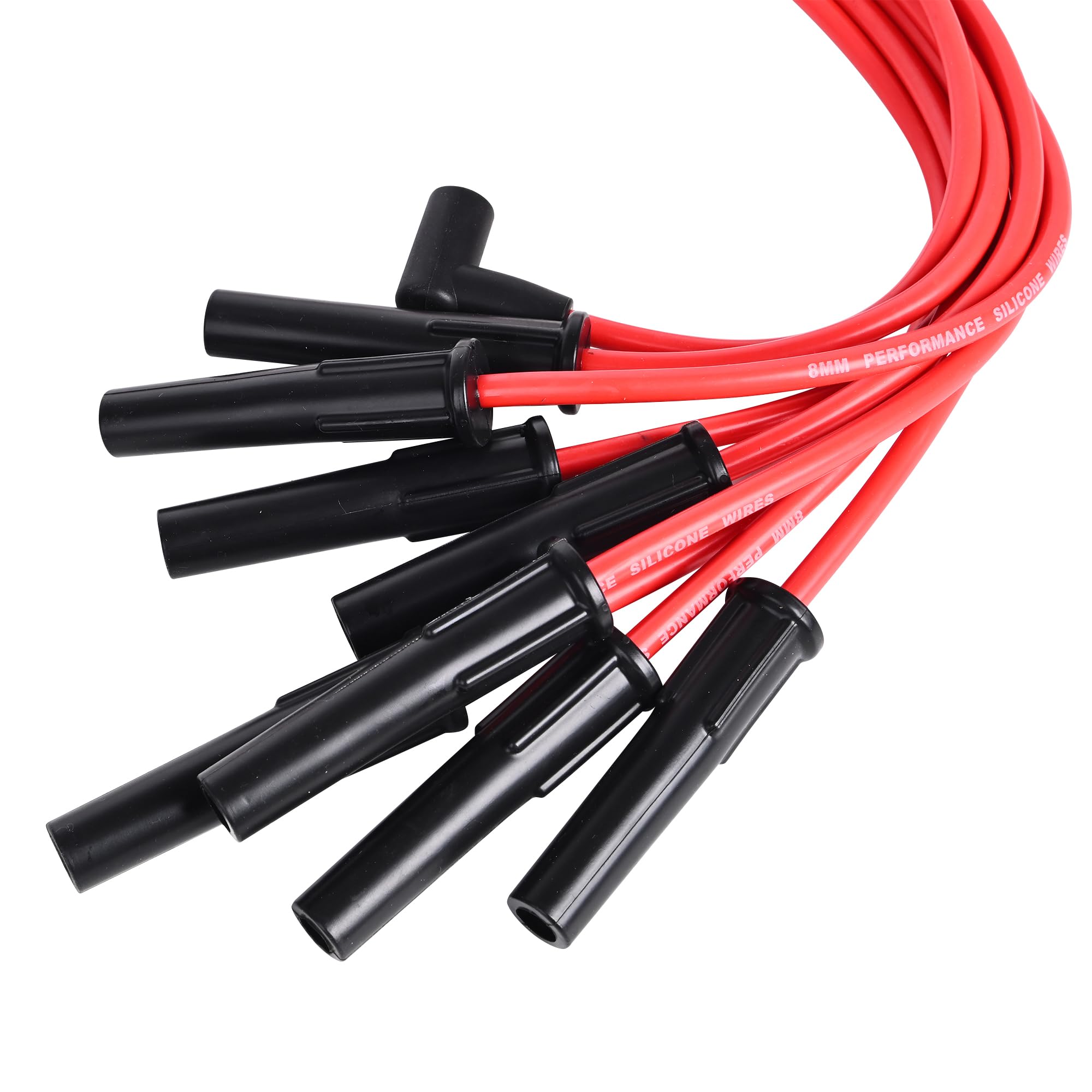 RLP Silicone Spark Plug Wires Set 8.0mm Red Replacement for Buick Big Block Small Cap HEI Distributor Fit 1967-1969 400Ci 430Ci 1970-1976 455Ci with Coil Wire - Image 3