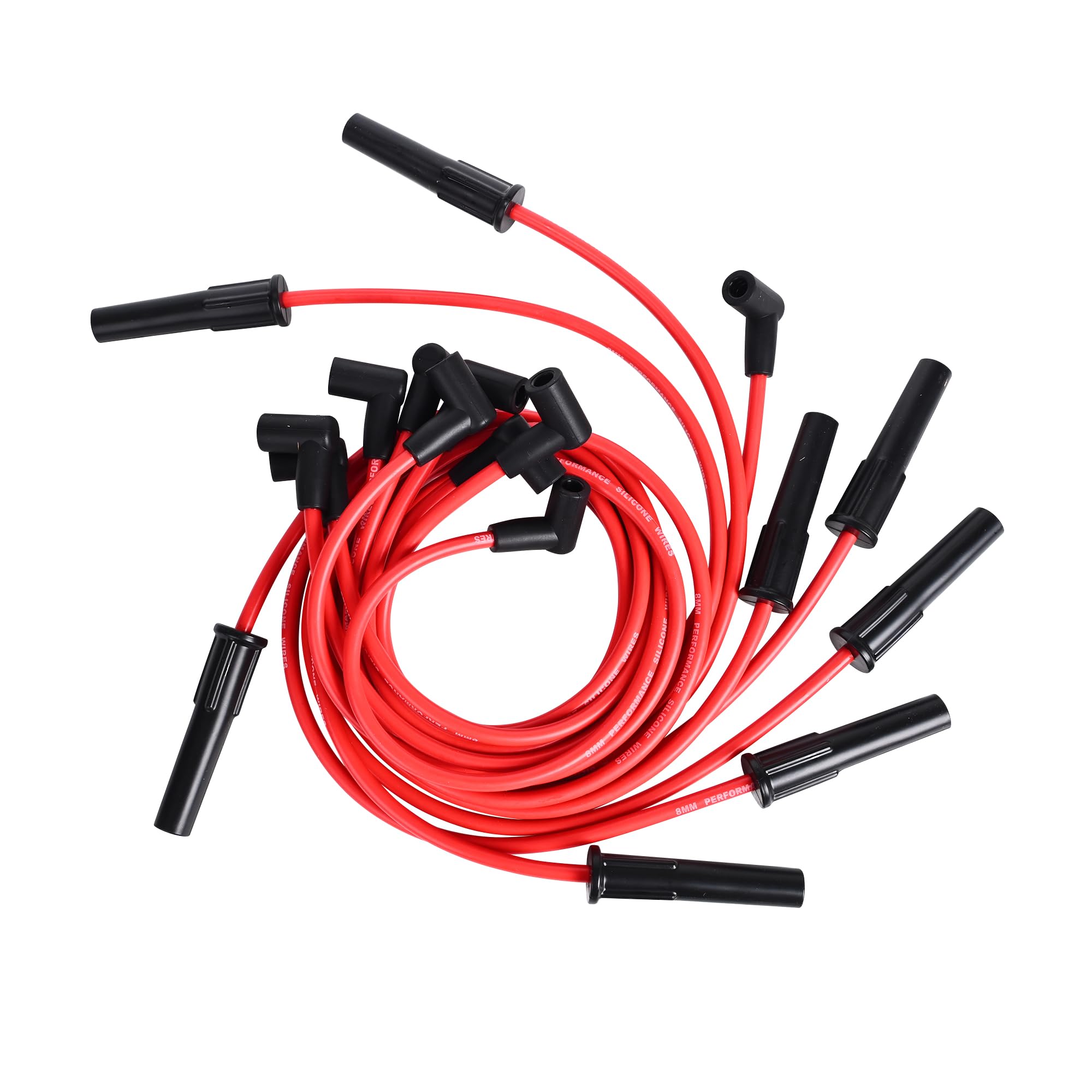 RLP Silicone Spark Plug Wires Set 8.0mm Red Replacement for Buick Big Block Small Cap HEI Distributor Fit 1967-1969 400Ci 430Ci 1970-1976 455Ci with Coil Wire - Image 4