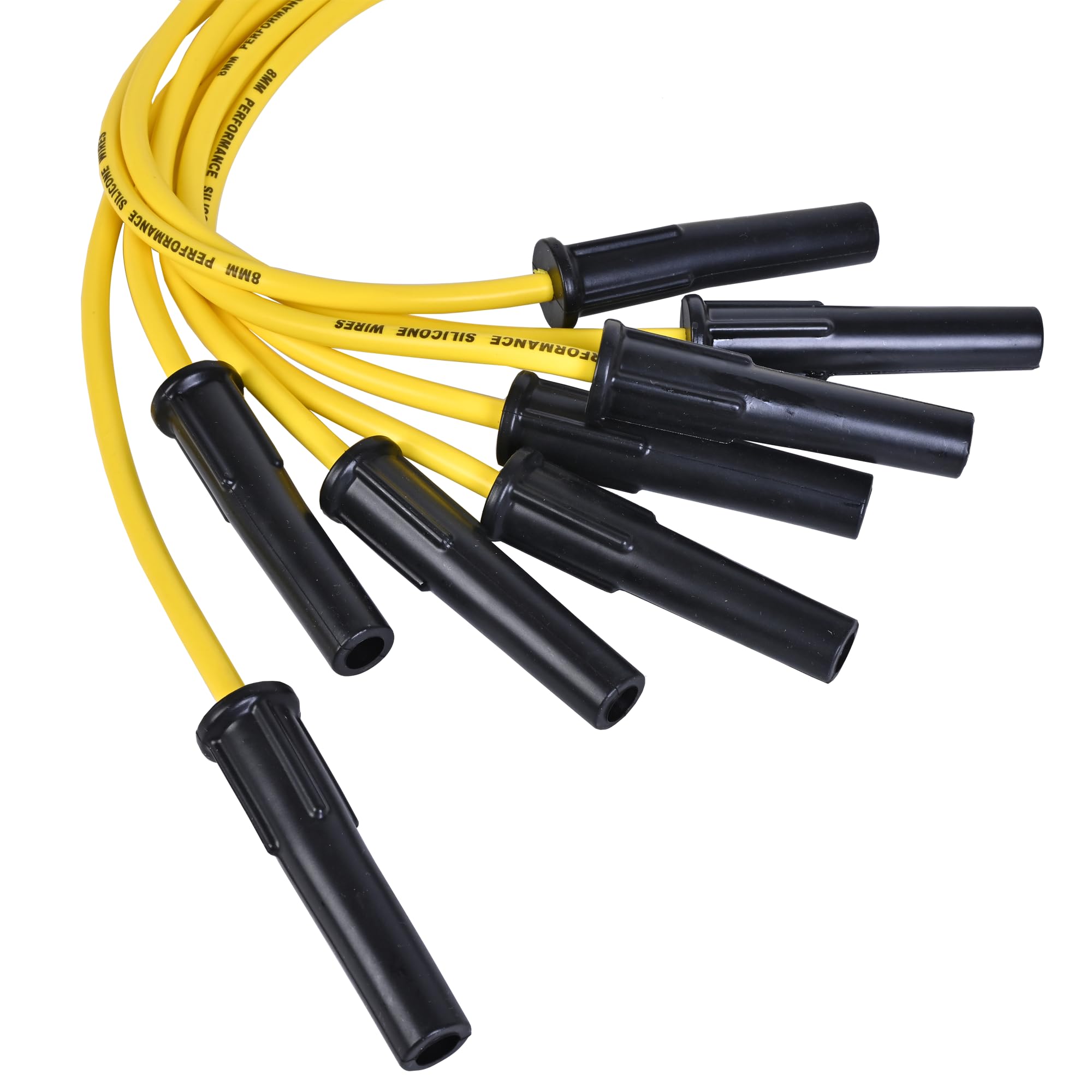 RLP Silicone Spark Plug Wires Set 8.0mm Yellow Replacement for Ford FE 332, 352, 360, 390, 406, 410, 427 + 428 Fit Big Block Ford HEI 351C, 351M, 400M, 429 +460-Pack of 8 - Image 3