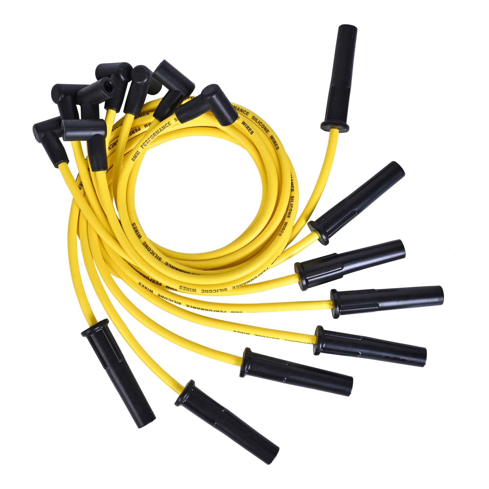 RLP Silicone Spark Plug Wires Set 8.0mm Yellow Replacement for Ford FE 332, 352, 360, 390, 406, 410, 427 + 428 Fit Big Block Ford HEI 351C, 351M, 400M, 429 +460-Pack of 8 - Image 4